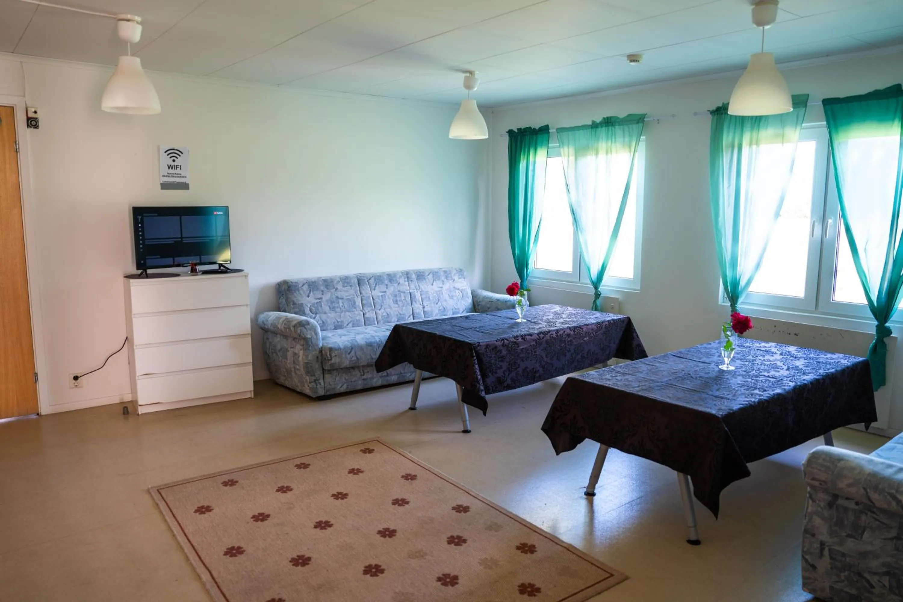 Communal lounge/ TV room in Hässlebogården Turist & Konferens