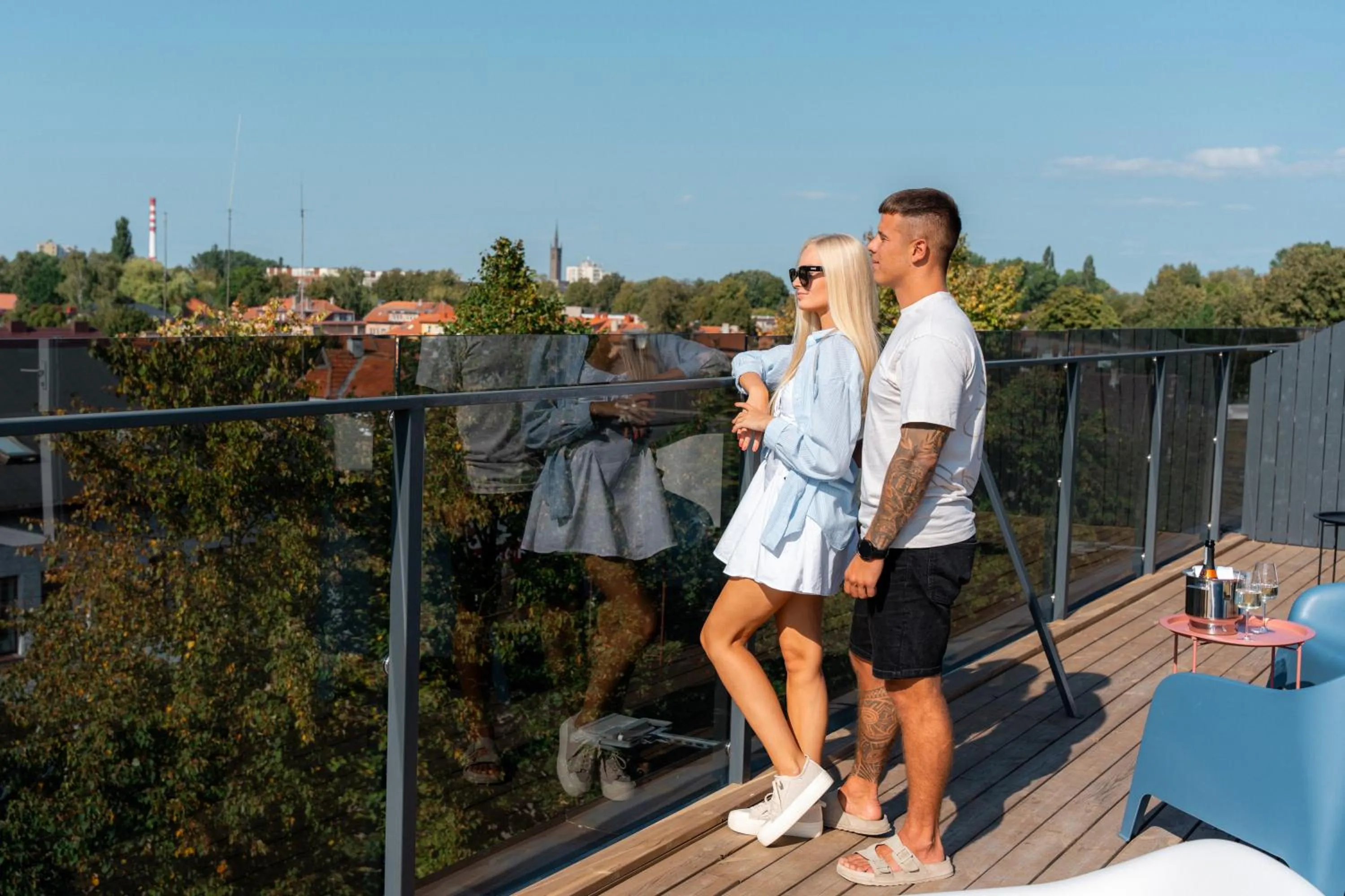 Balcony/Terrace in Luna Self Check-in Hotel Klaipeda