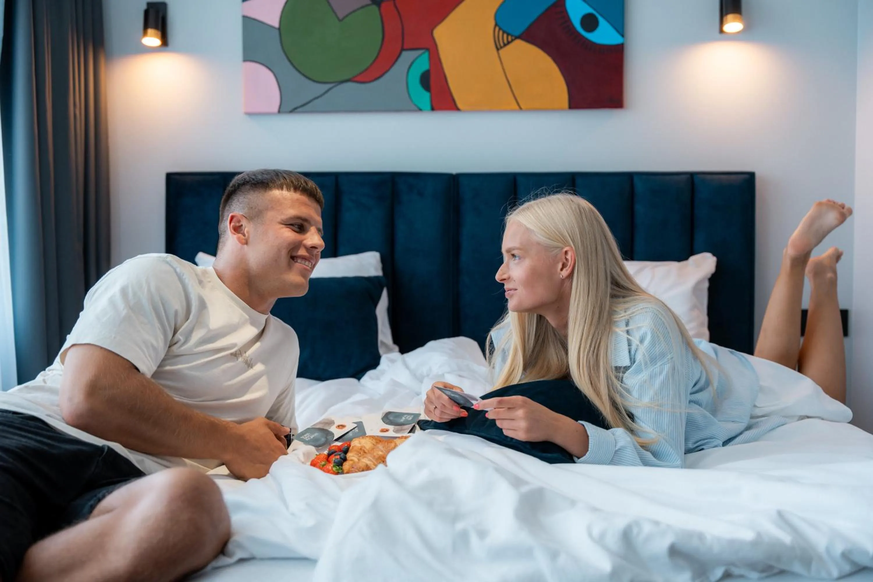 Bed in Luna Self Check-in Hotel Klaipeda