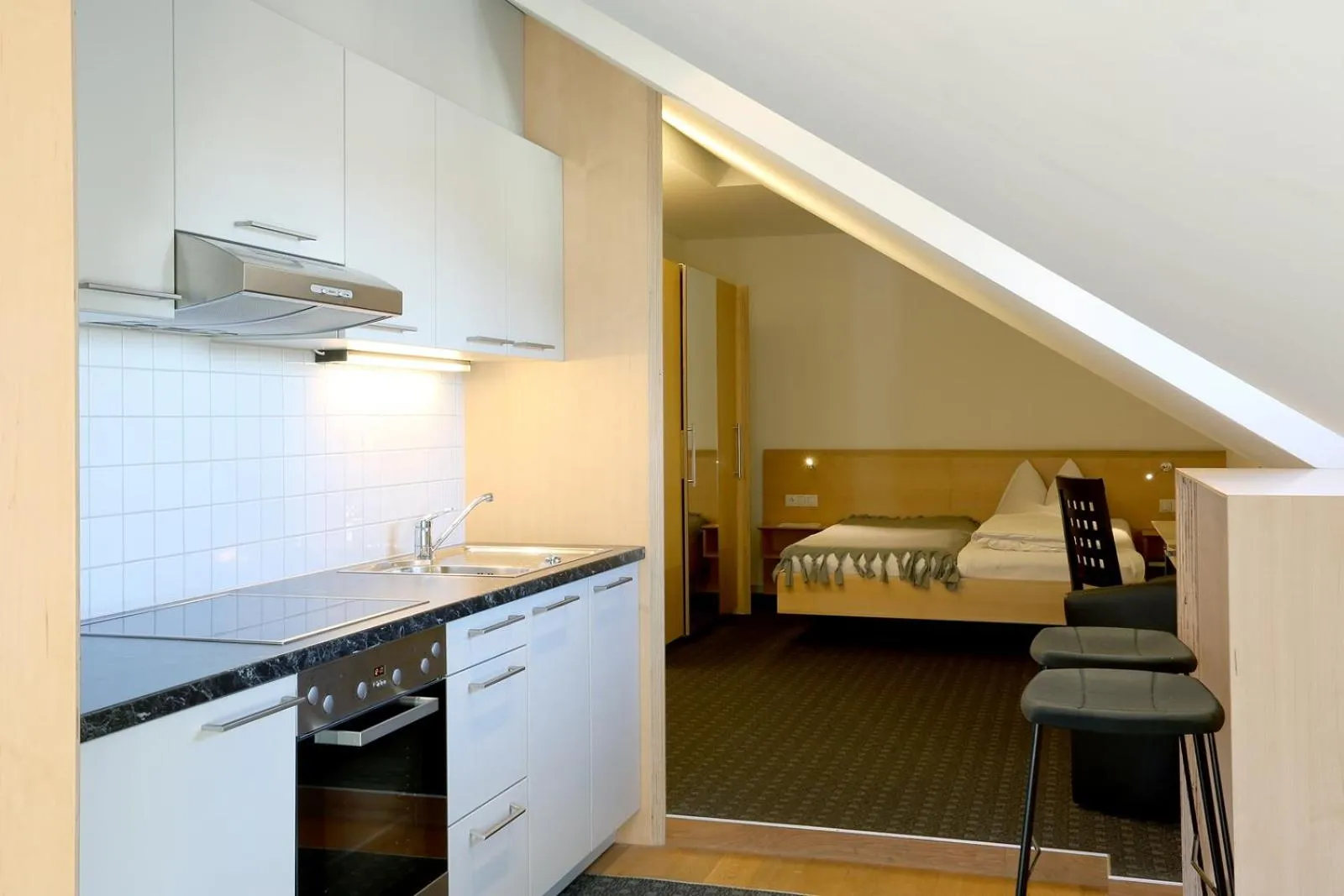 Kitchen or kitchenette, Bed in Schäfle Feldkirch-Altenstadt