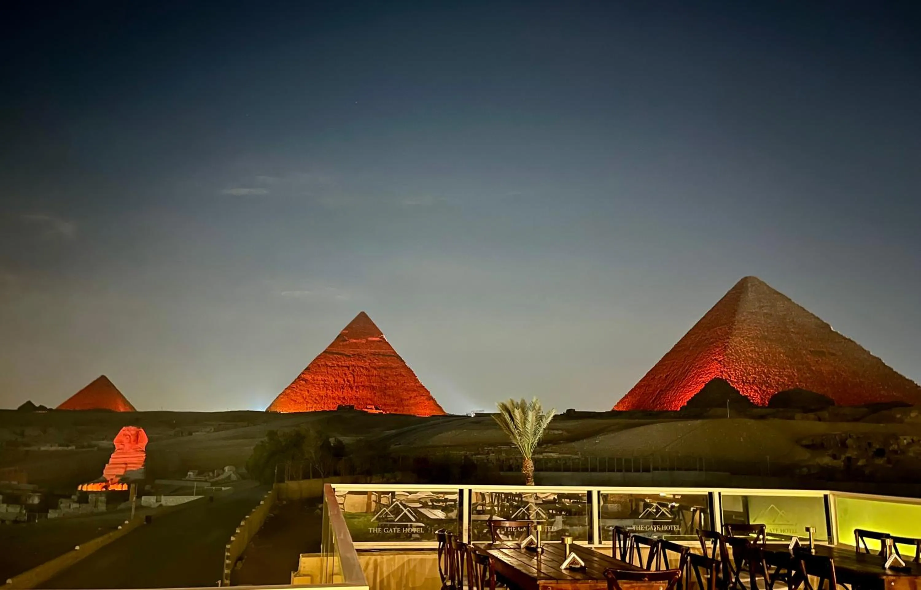 Night in The Gate Hotel Front Pyramids & Sphinx View