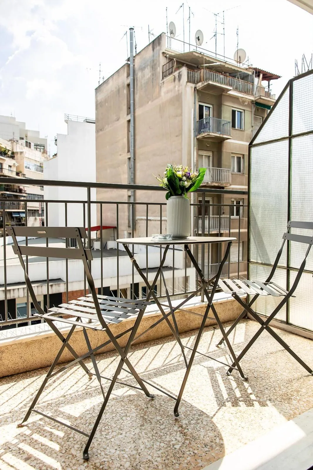 Balcony/Terrace in Aris123 by Smart Cozy Suites - Apartments in the heart of Athens - 5 minutes from metro - Available 24hr
