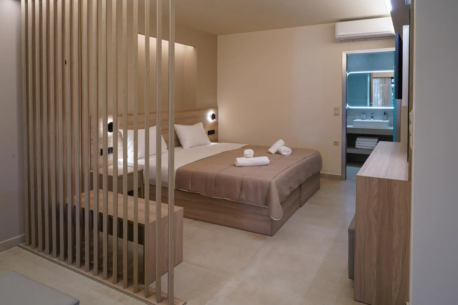 Bed in Nepheli Apartments and Studios