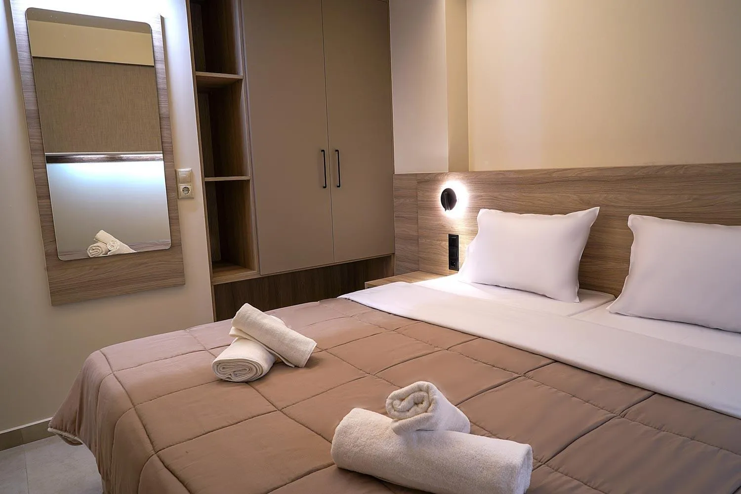 Bed in Nepheli Apartments and Studios