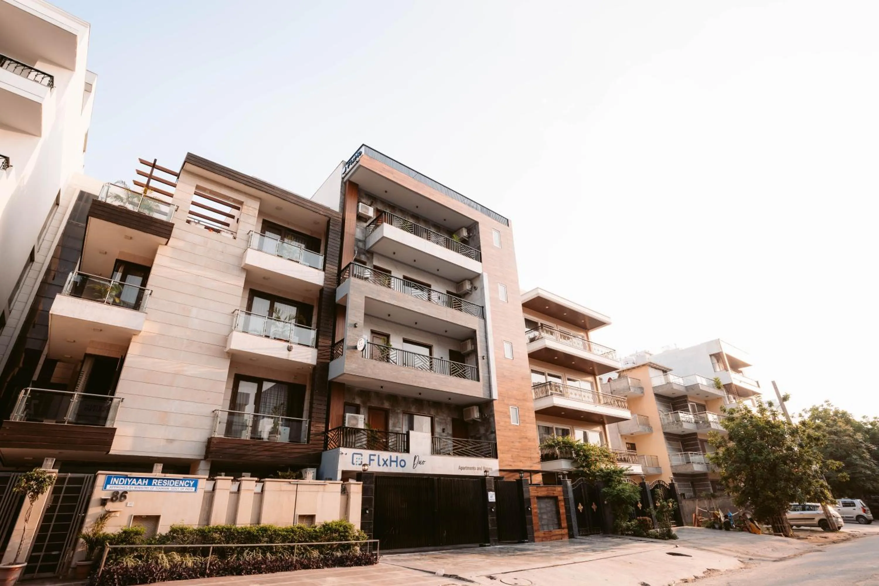 Facade/entrance in FlxHo Duo - Serviced Apartment & Rooms - Golf Course Road