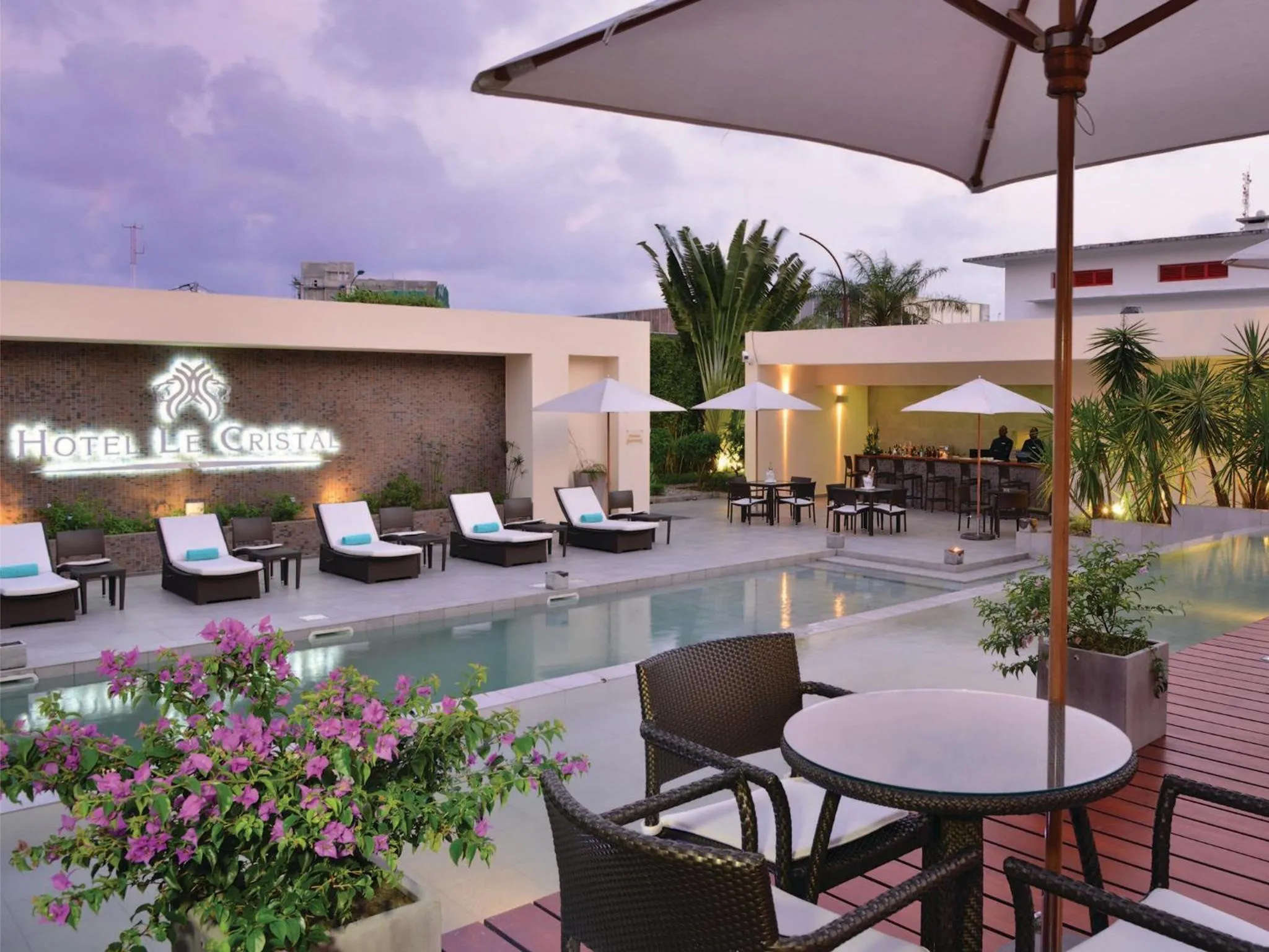 Pool view in Hôtel Le Cristal