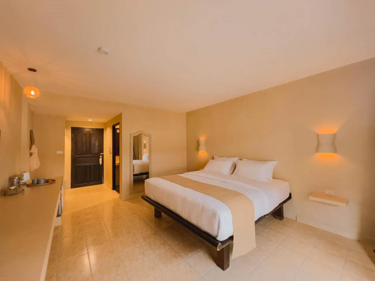 Bed in Rustic and Blue Getaway