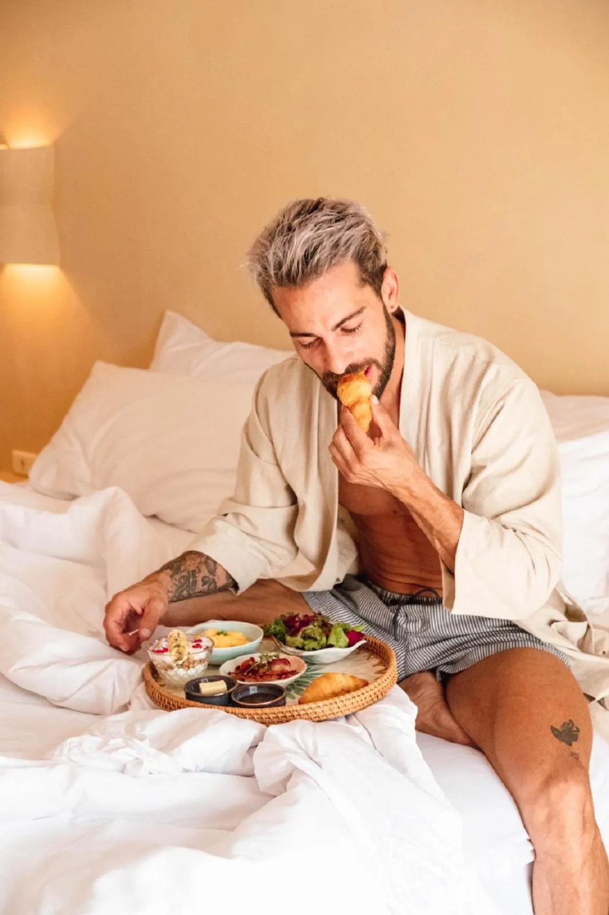 Bedroom, Bed in Rustic and Blue Getaway