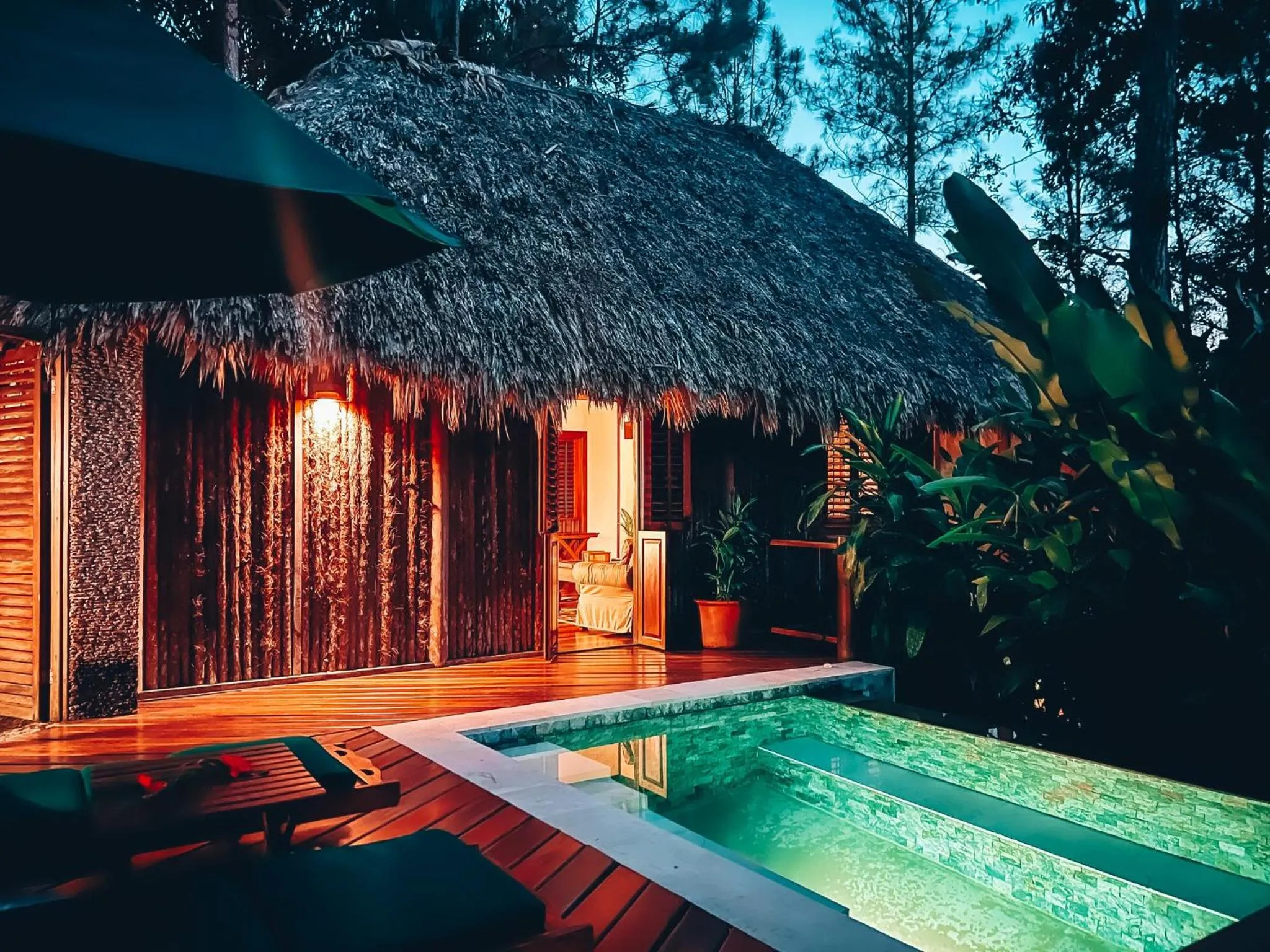 Pool view in Blancaneaux Lodge by Francis Ford Coppola