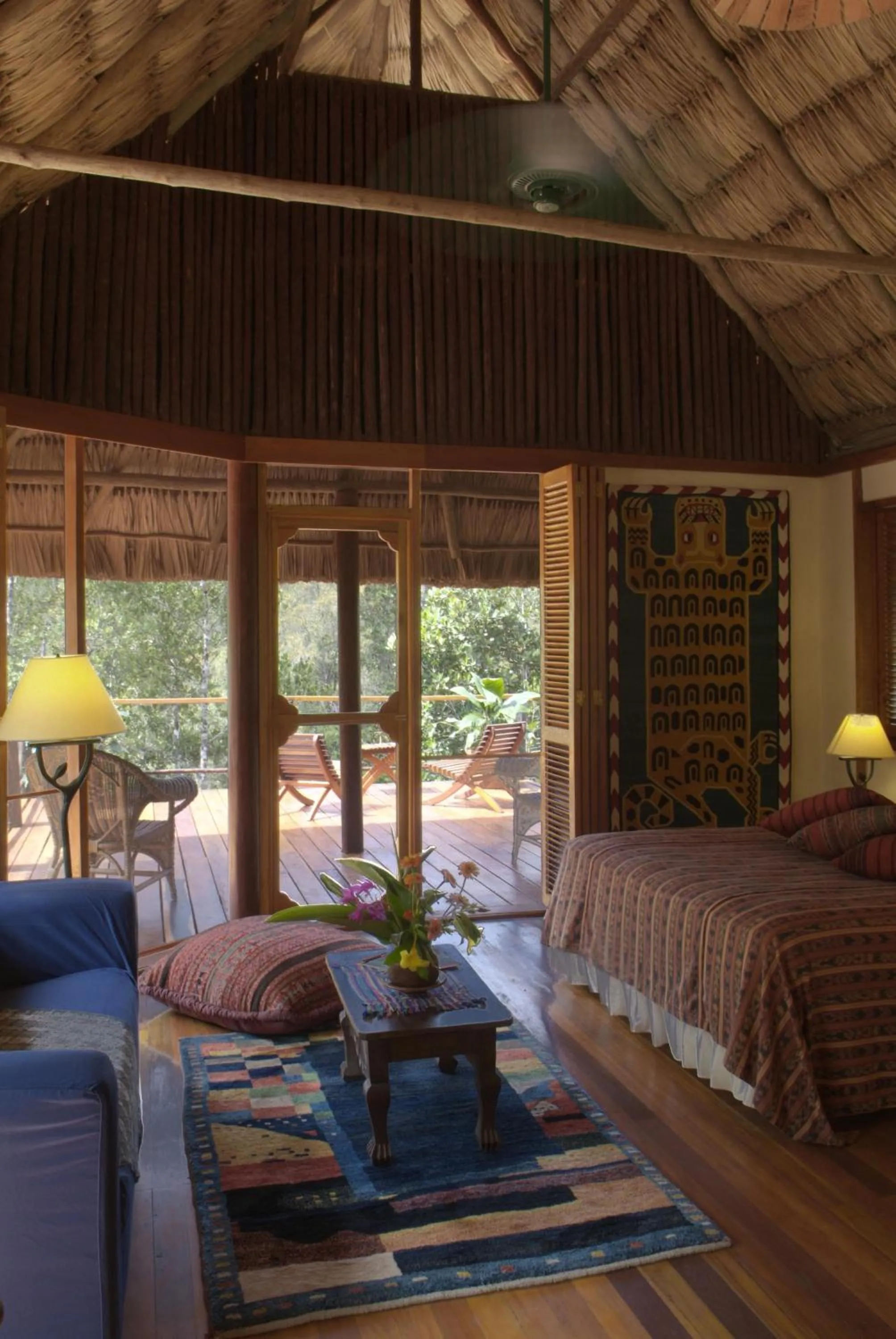 Balcony/Terrace, Bed in Blancaneaux Lodge by Francis Ford Coppola