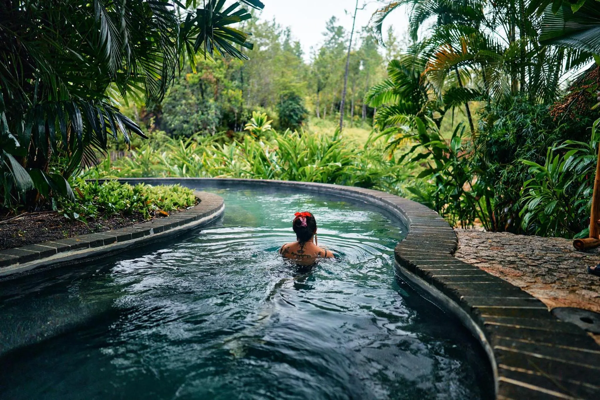 Pool view in Blancaneaux Lodge by Francis Ford Coppola