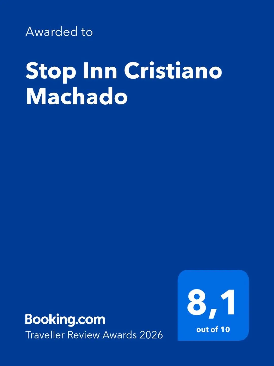 Certificate/Award in Stop Inn Cristiano Machado
