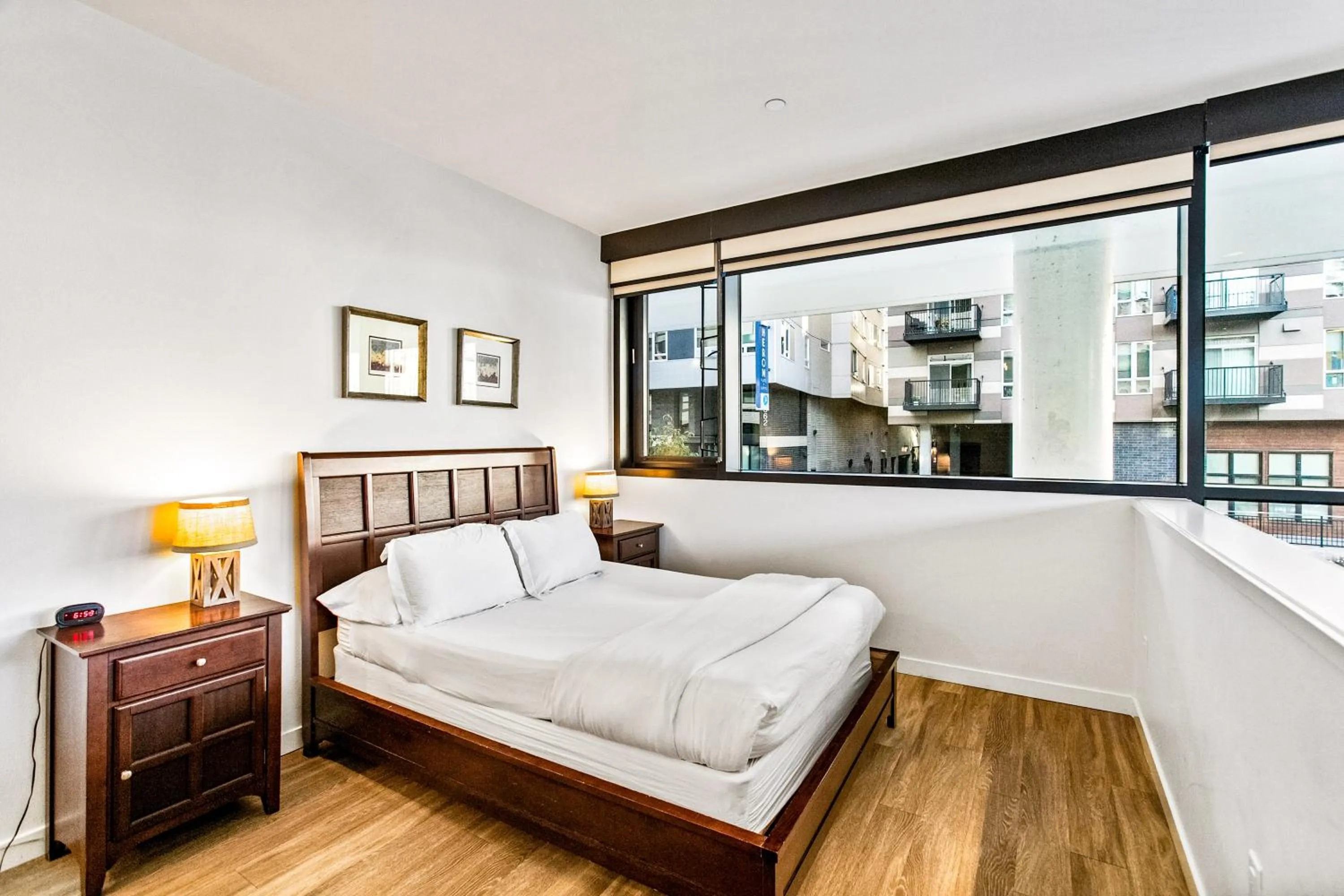 Bedroom, Bed in Airy and Open Corner Loft - 92 Walkscore