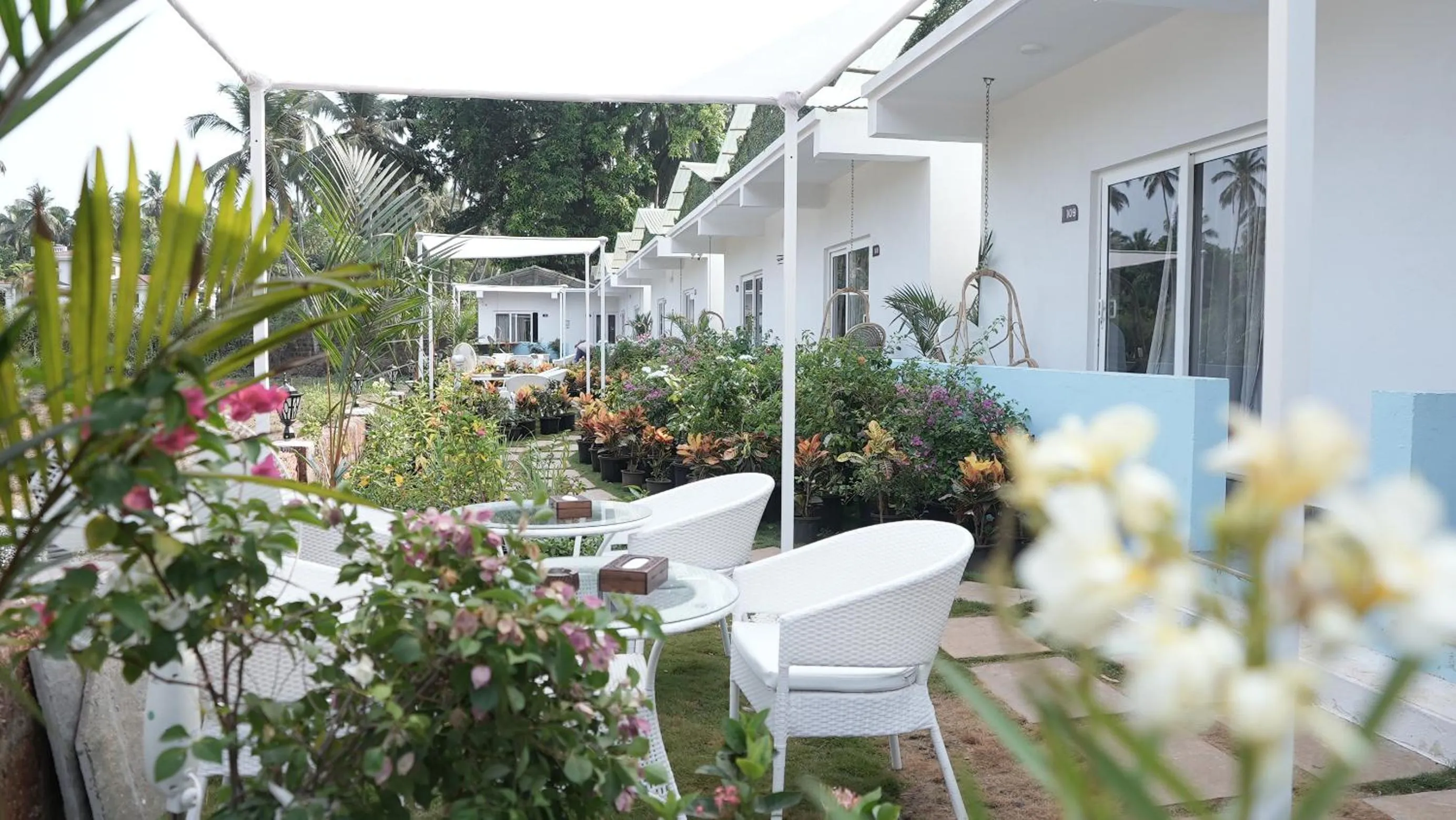 Patio in Whiteflower Resort Morjim