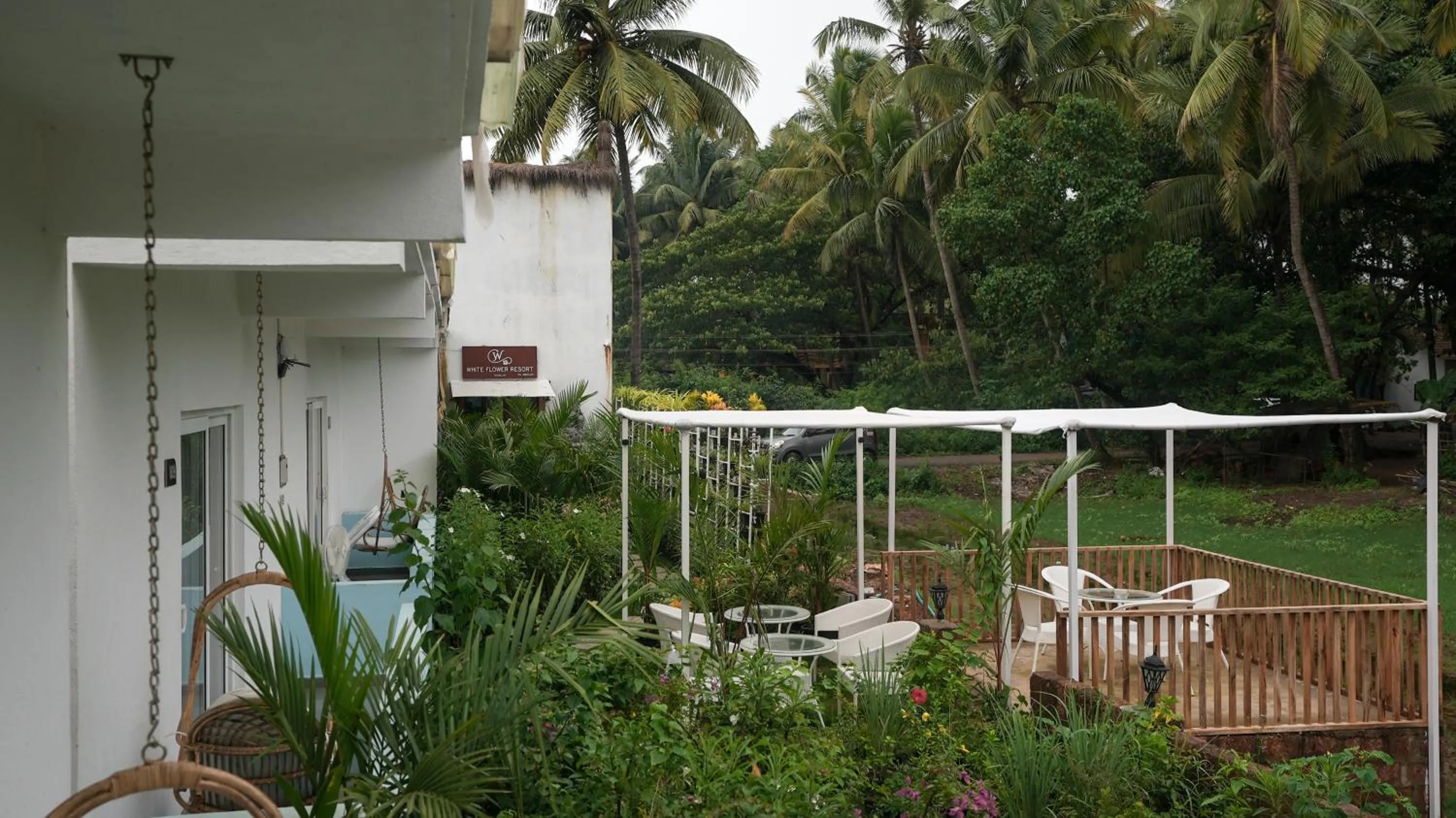 Patio in Whiteflower Resort Morjim