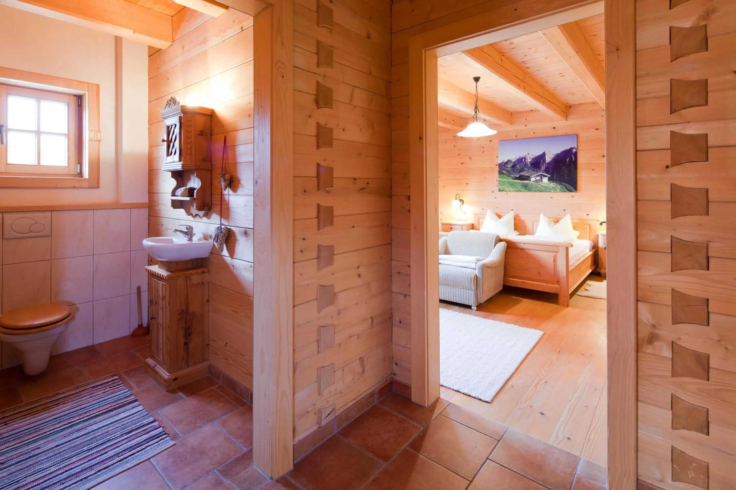 Bathroom, Bed in Chaletwohnung Lederer