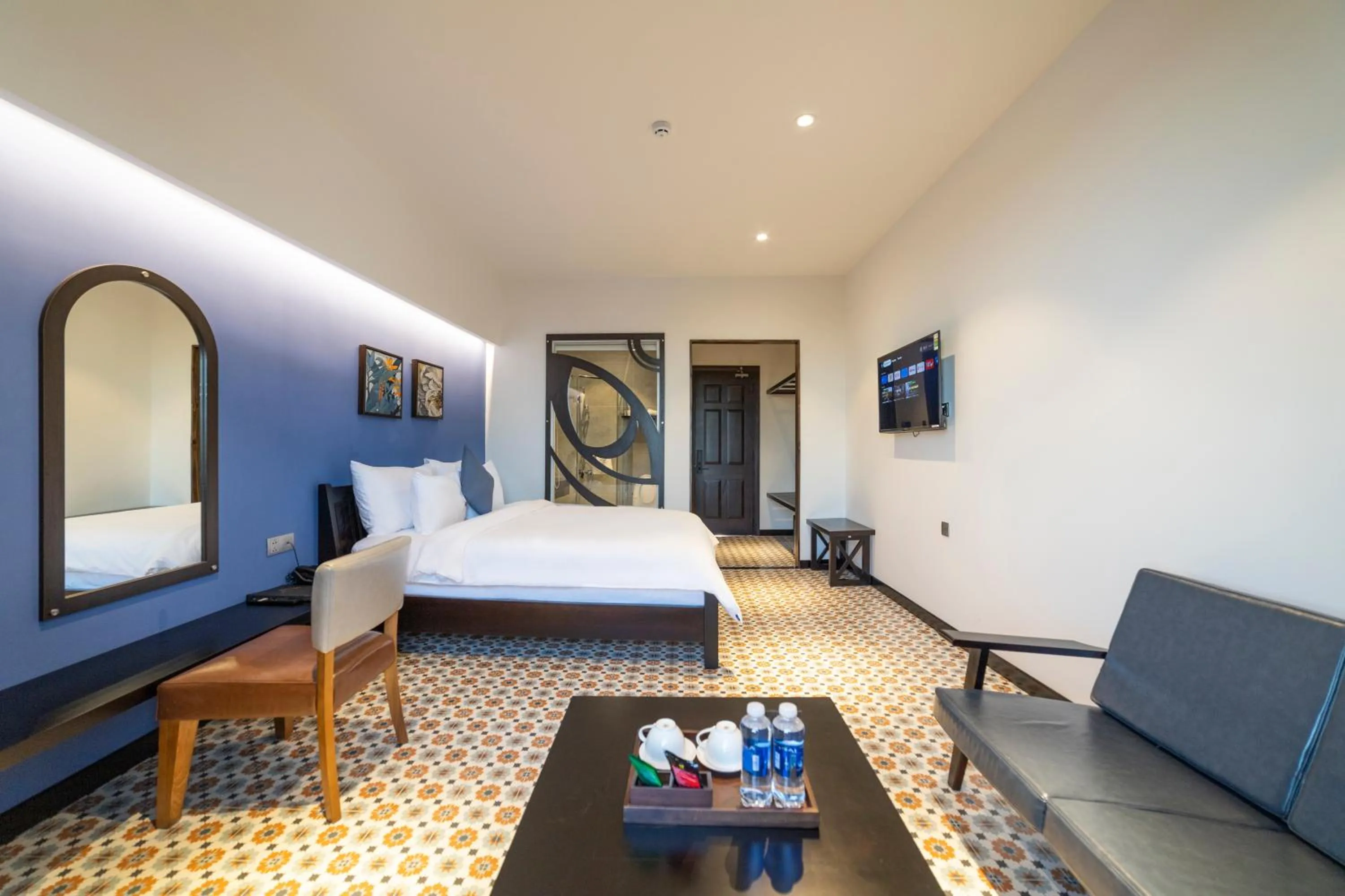 Bed in Brick House Dalat Hotel