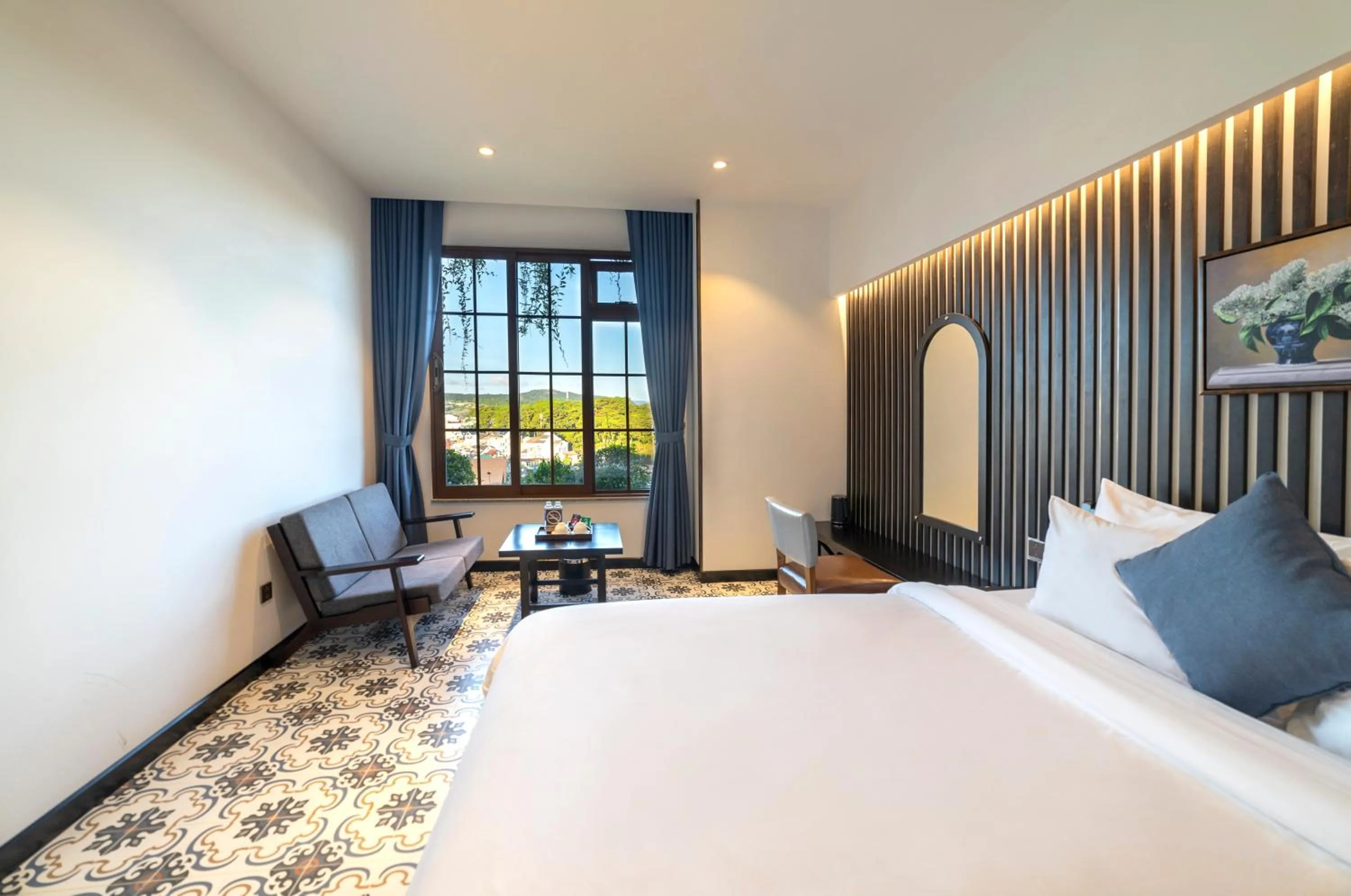 Bed in Brick House Dalat Hotel