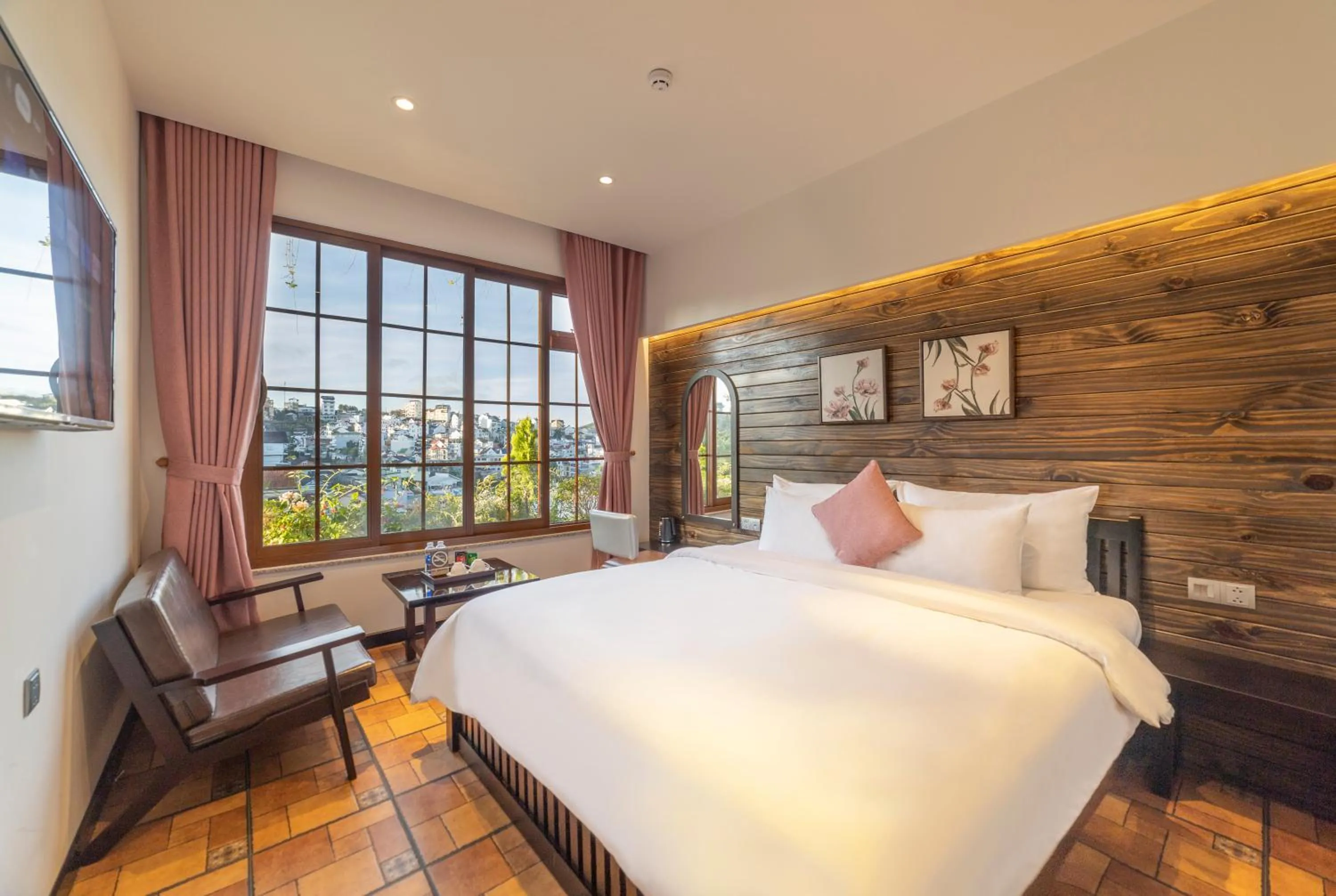 Bed in Brick House Dalat Hotel