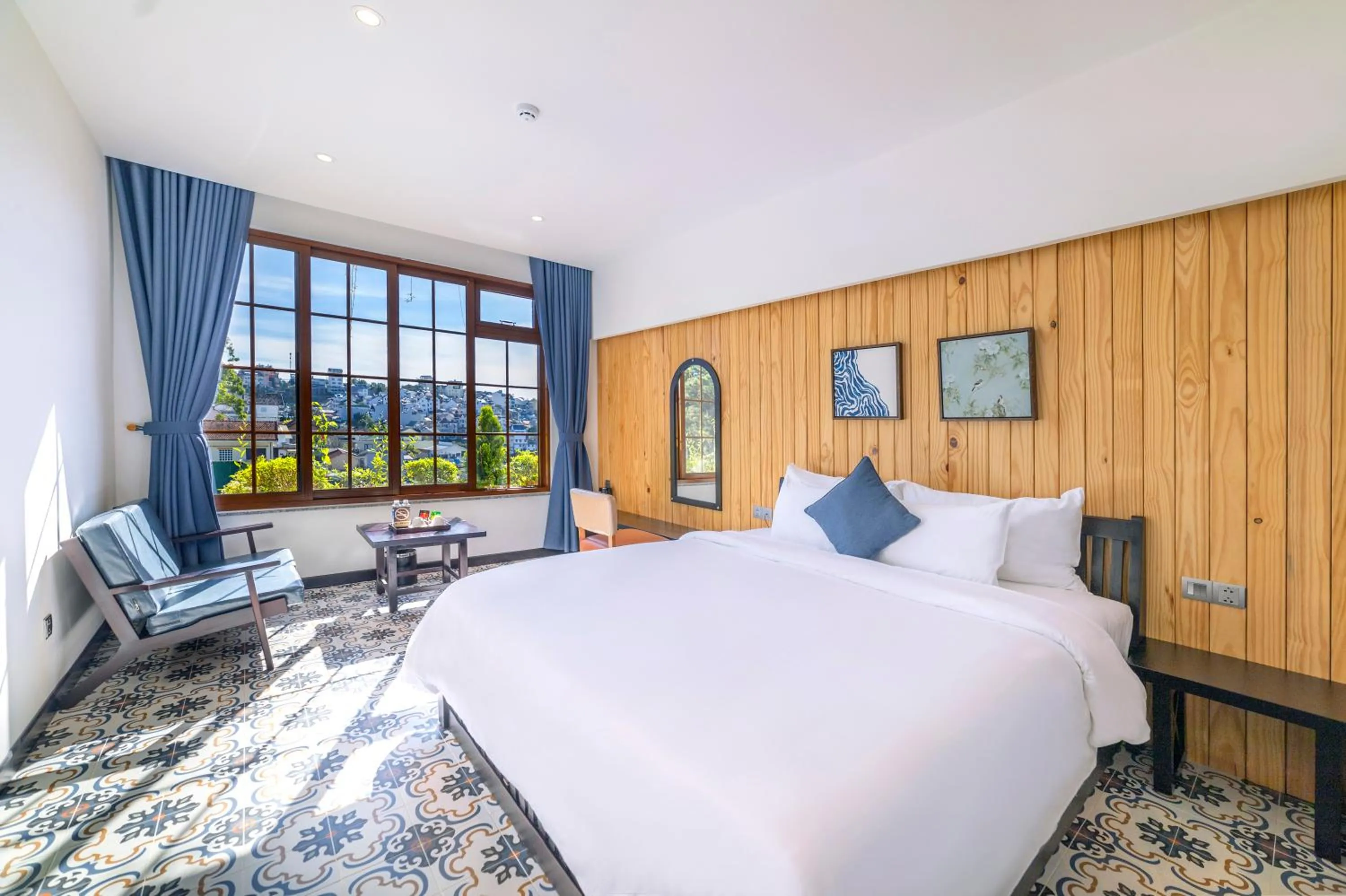 Bed in Brick House Dalat Hotel