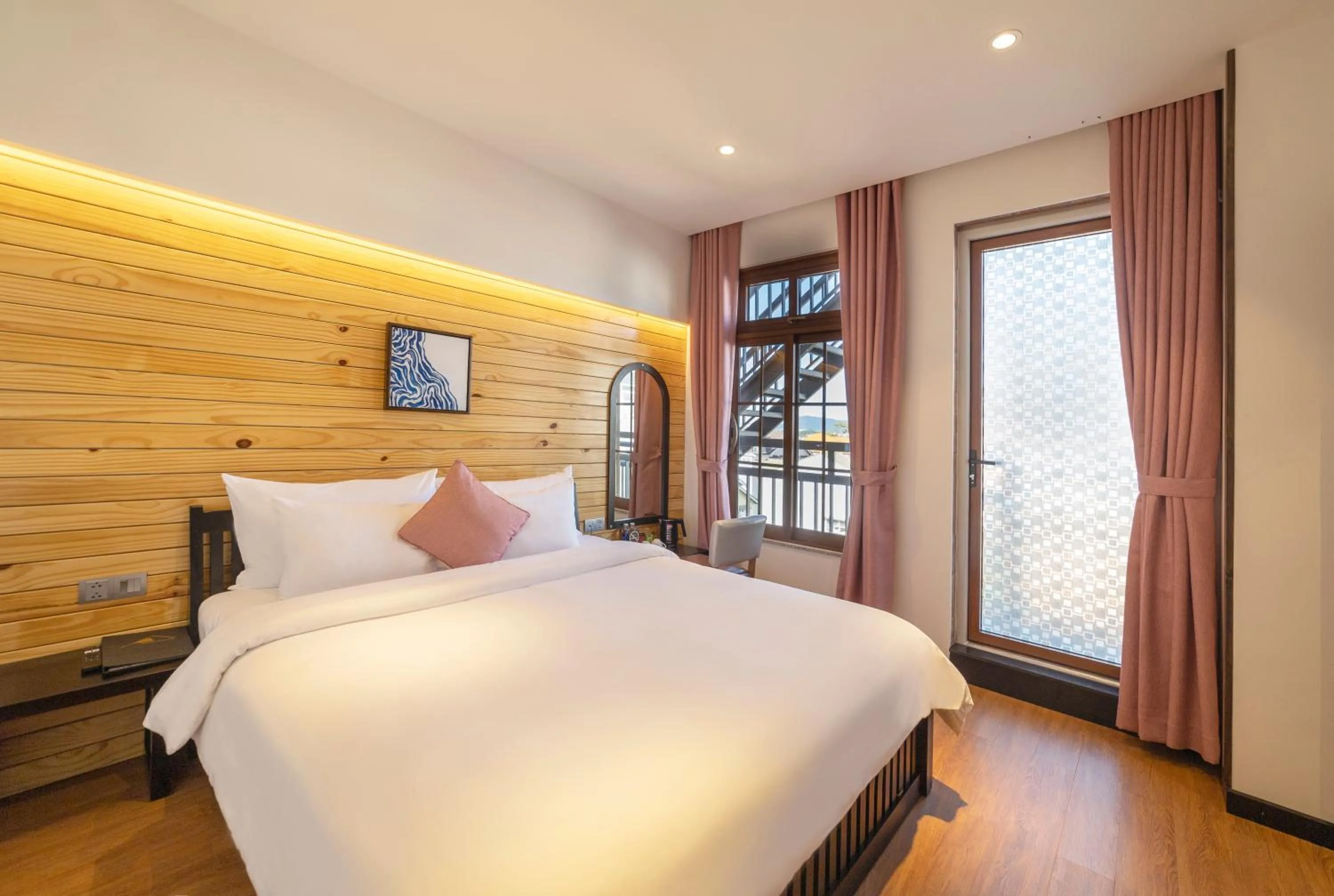 Bed in Brick House Dalat Hotel