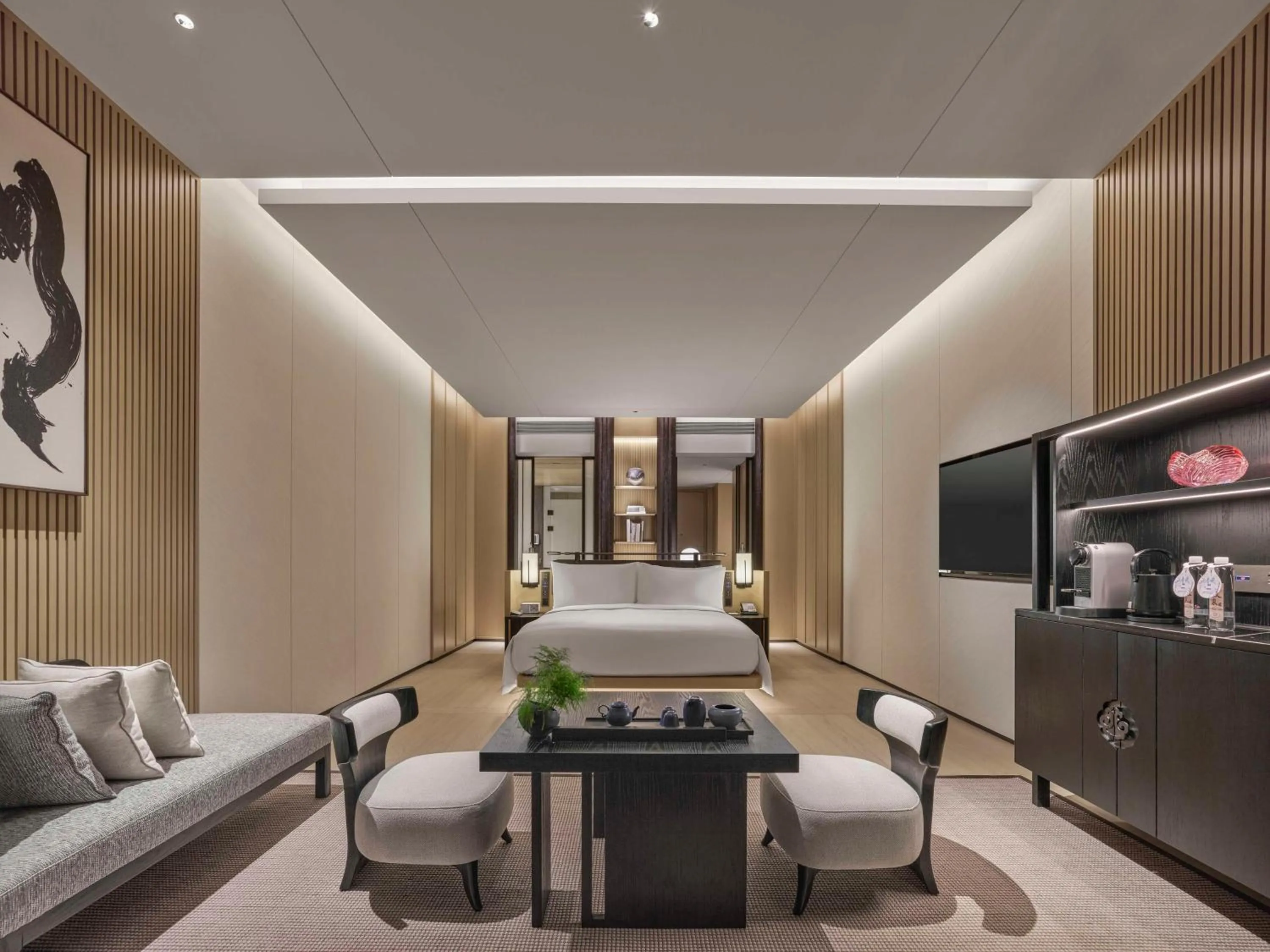 Living room, Bed in Hilton Nanjing Niushoushan