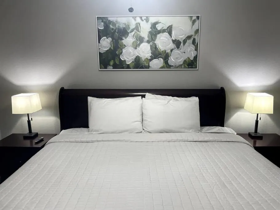 Bedroom, Bed in Luxury Modern Condo by the Lake - Breezy Escape