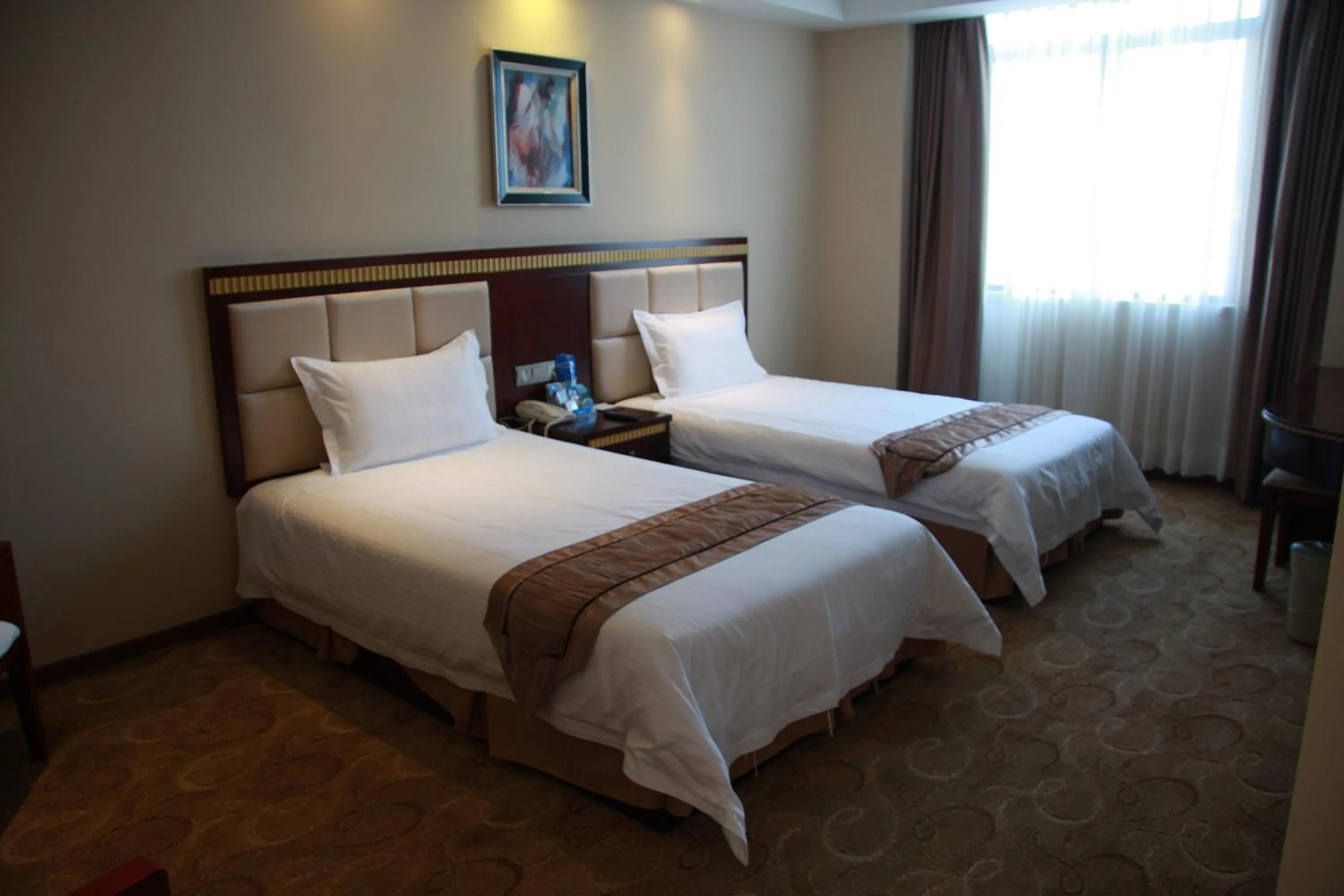 Bed in GreenTree Inn Guangdong Shantou Chengjiang Road Business Hotel