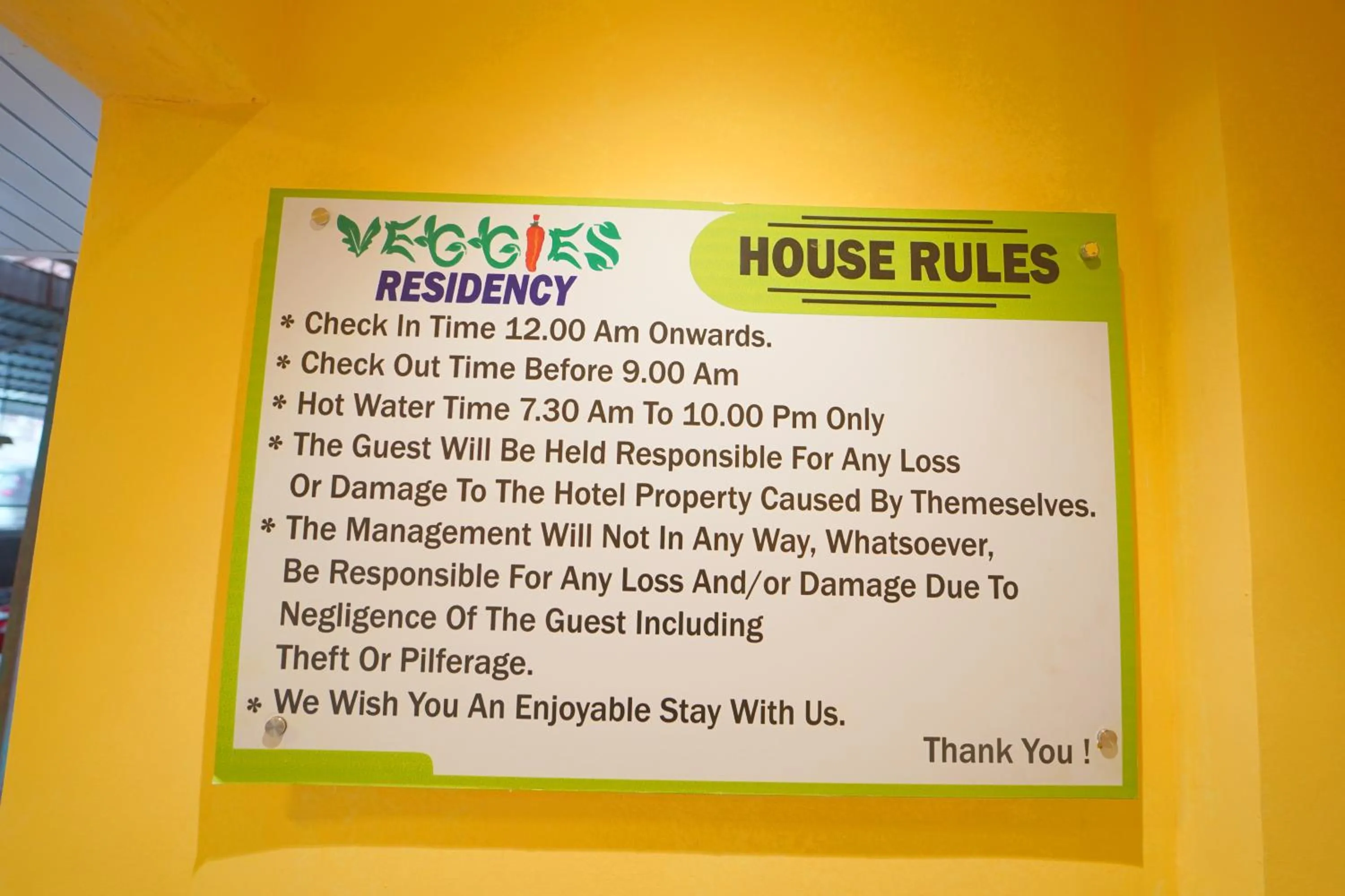 Logo/Certificate/Sign in Veggies Residency