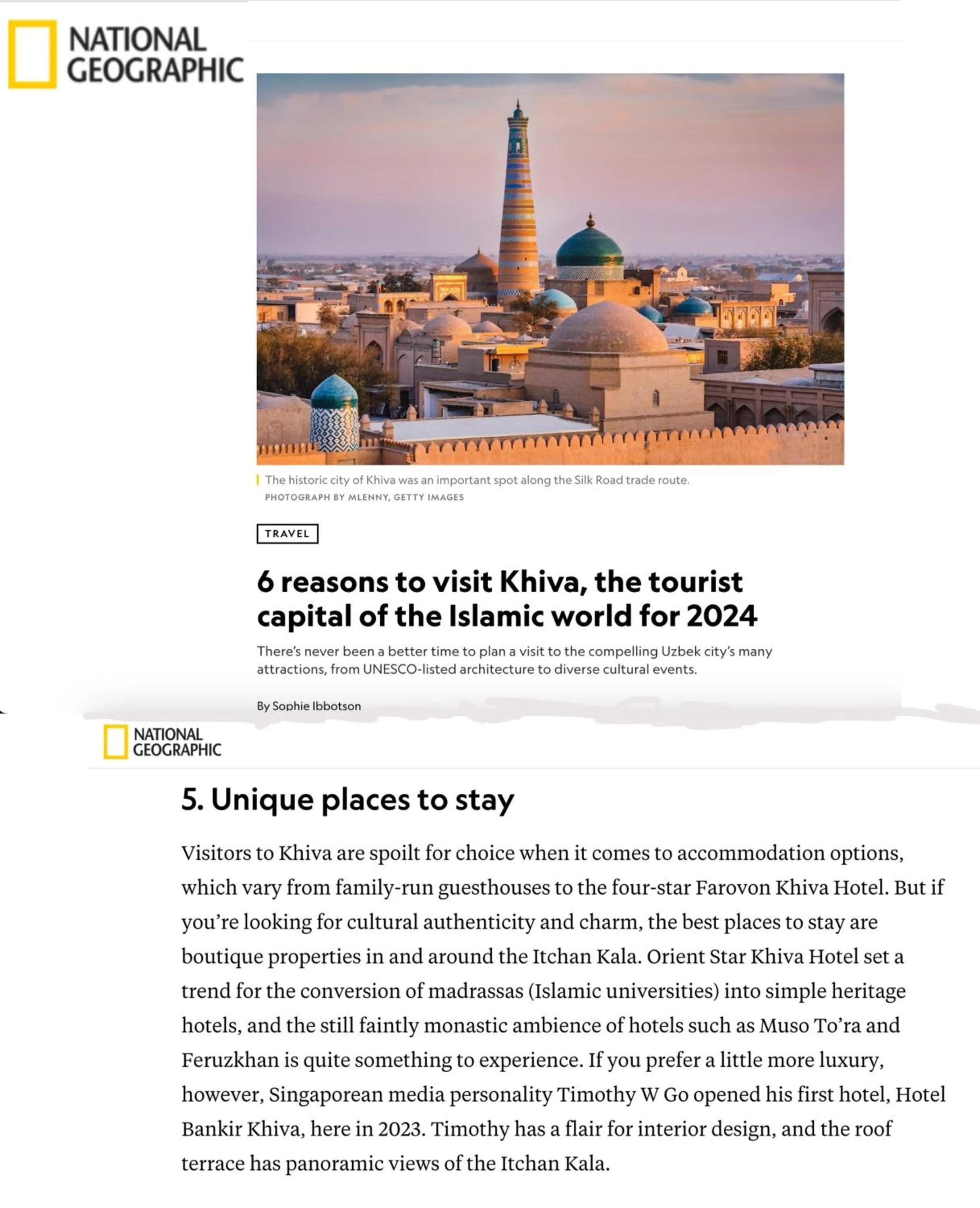 Text overlay in Hotel Bankir Khiva