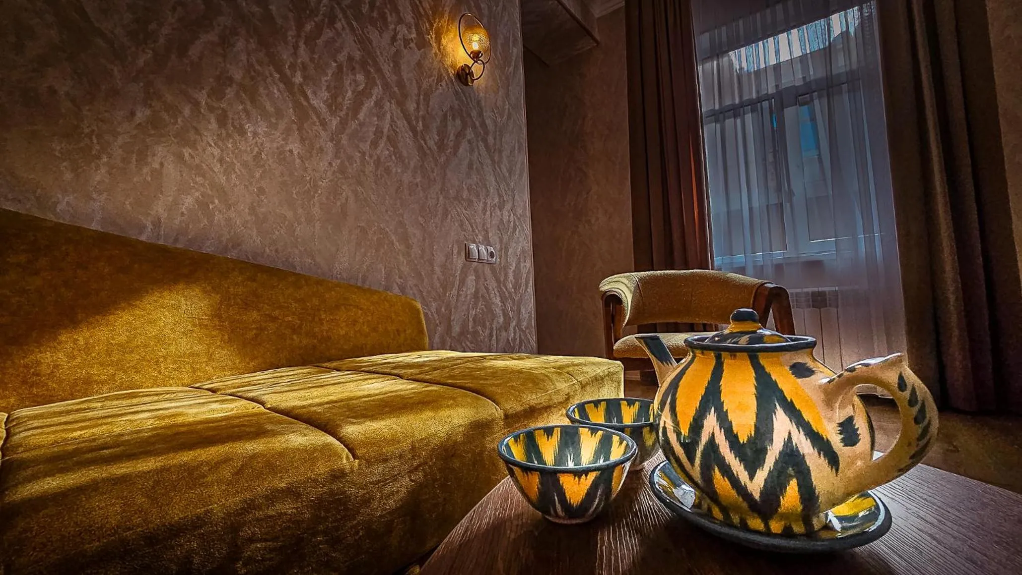 Seating area in Hotel Bankir Khiva