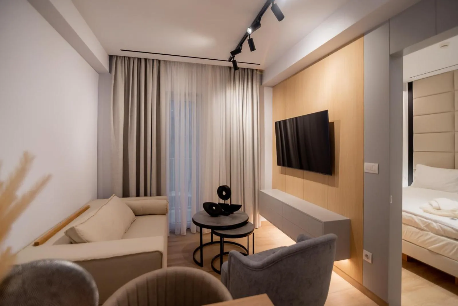 Communal lounge/ TV room, Bed in Contessa Bianca Luxury Suites