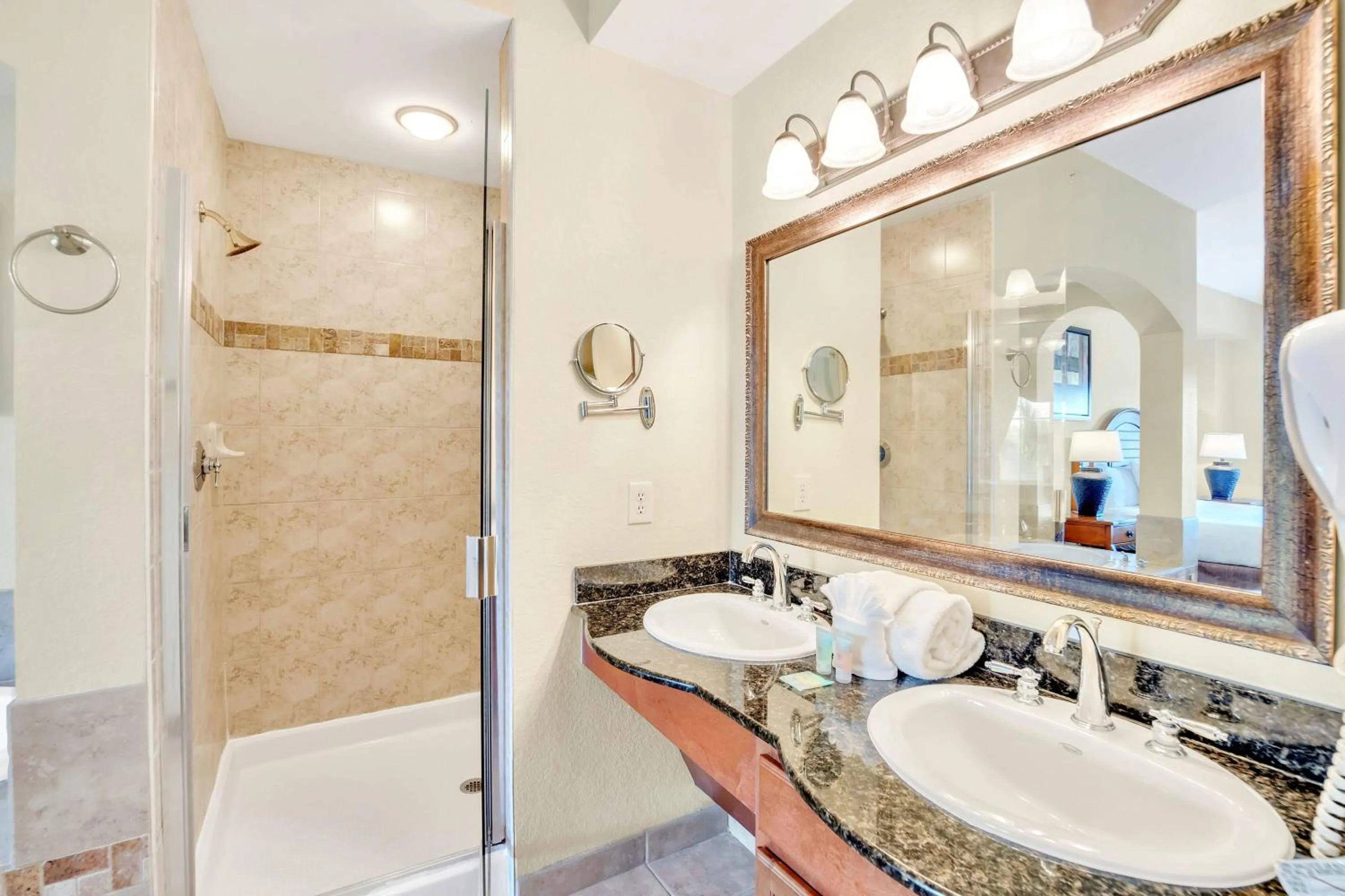 Shower in 2BR Resort Suite - Fountain View Private Balcony