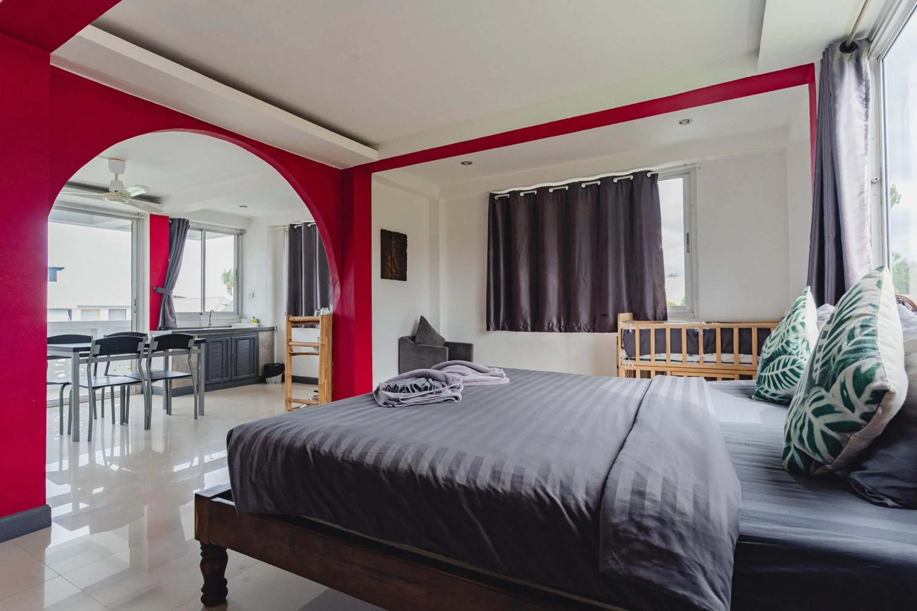 Bed in Lemon House apartment