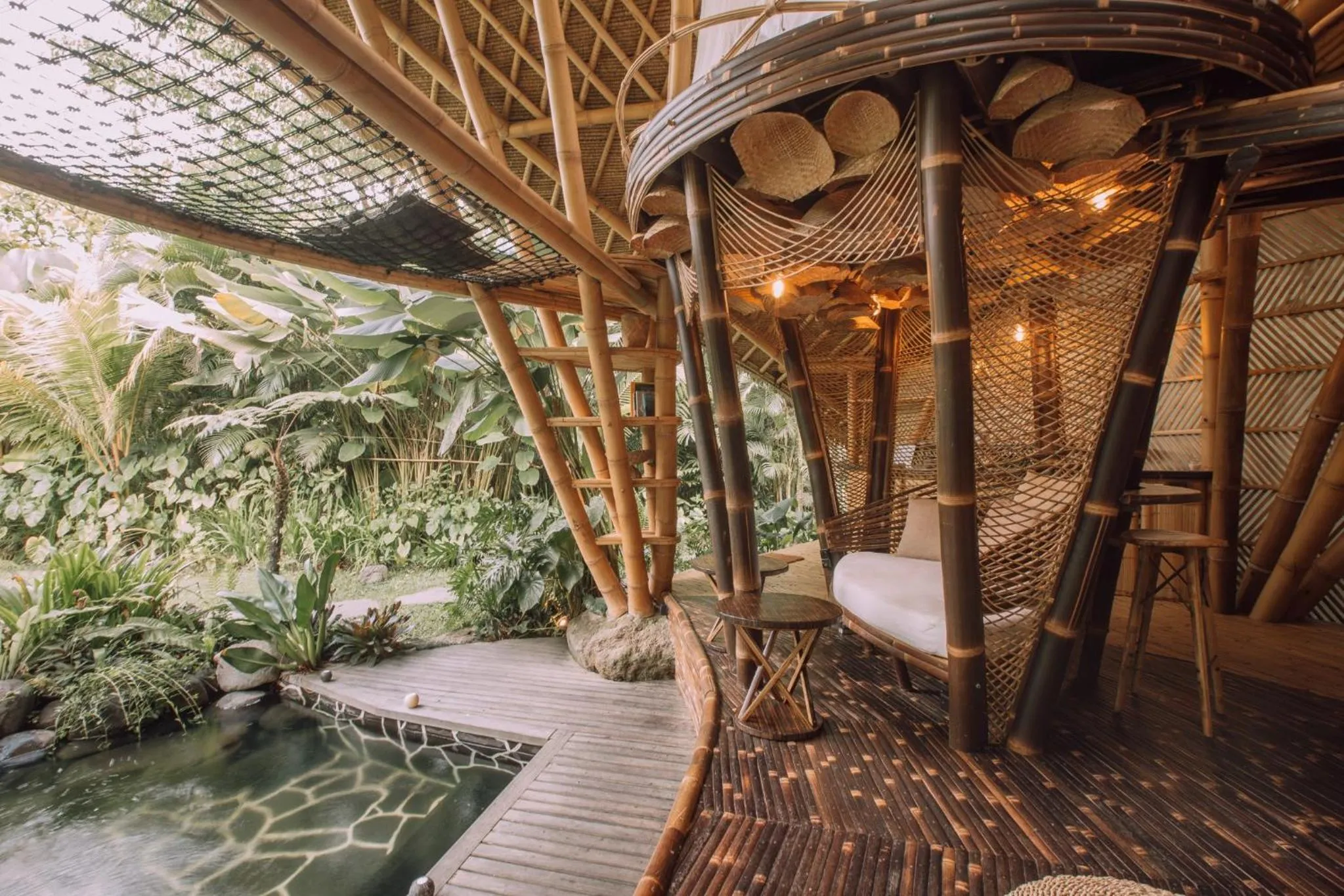 Living room in Hideout Eco Bamboo House Bali