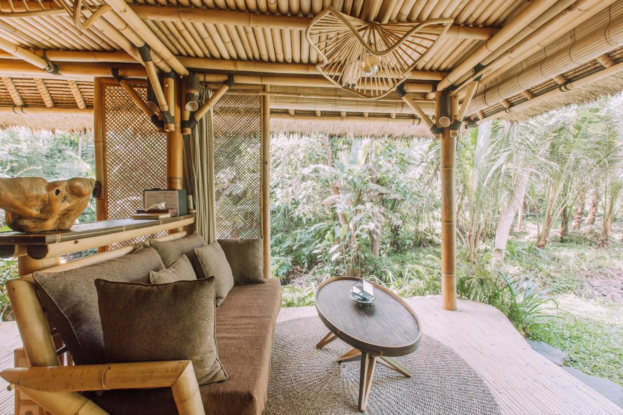 Living room in Hideout Eco Bamboo House Bali