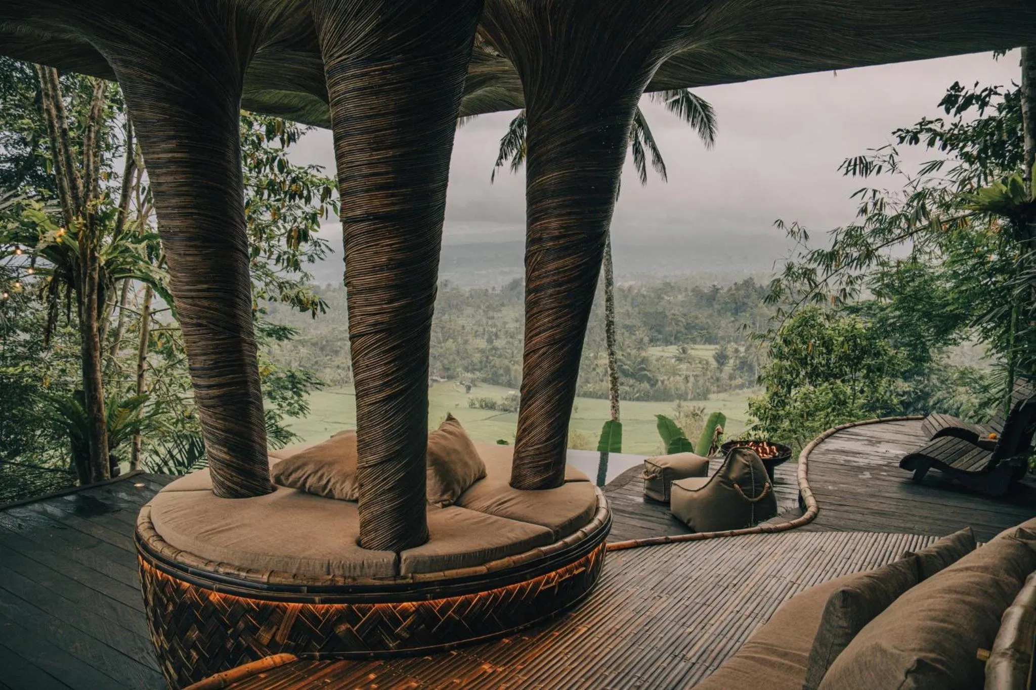Living room in Hideout Eco Bamboo House Bali