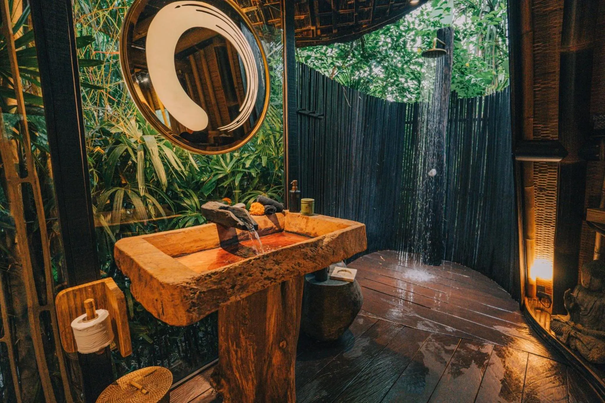 Bathroom in Hideout Eco Bamboo House Bali