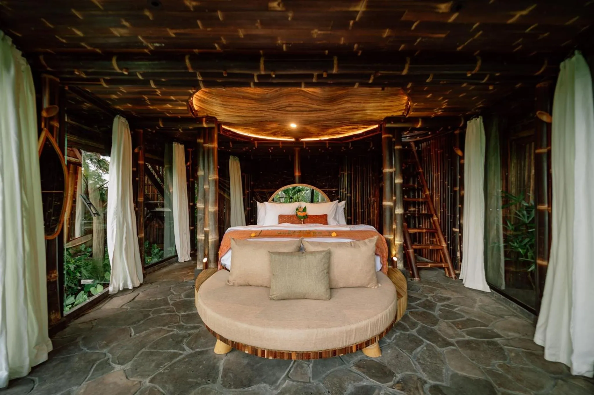 Living room in Hideout Eco Bamboo House Bali