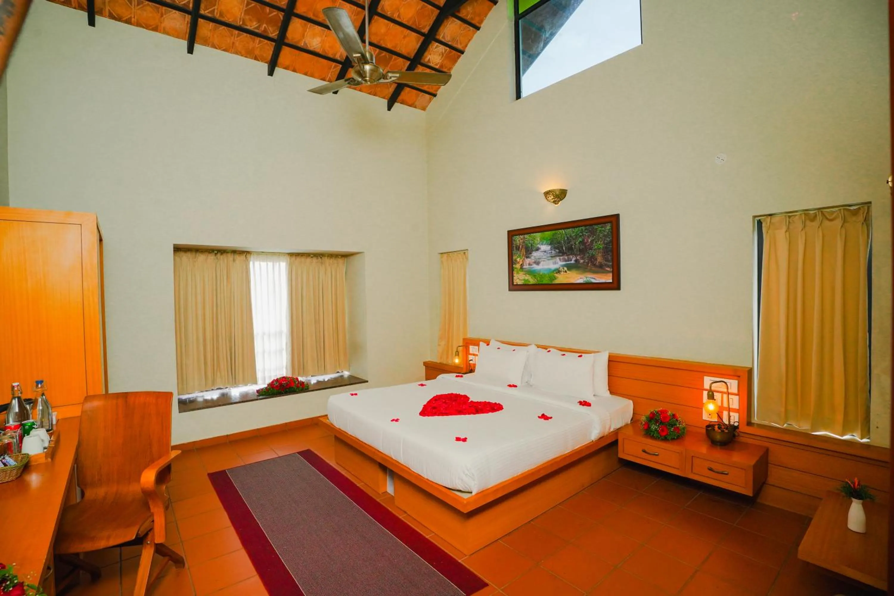 Bed in Vaidekam Resorts & Wellness, Kannur