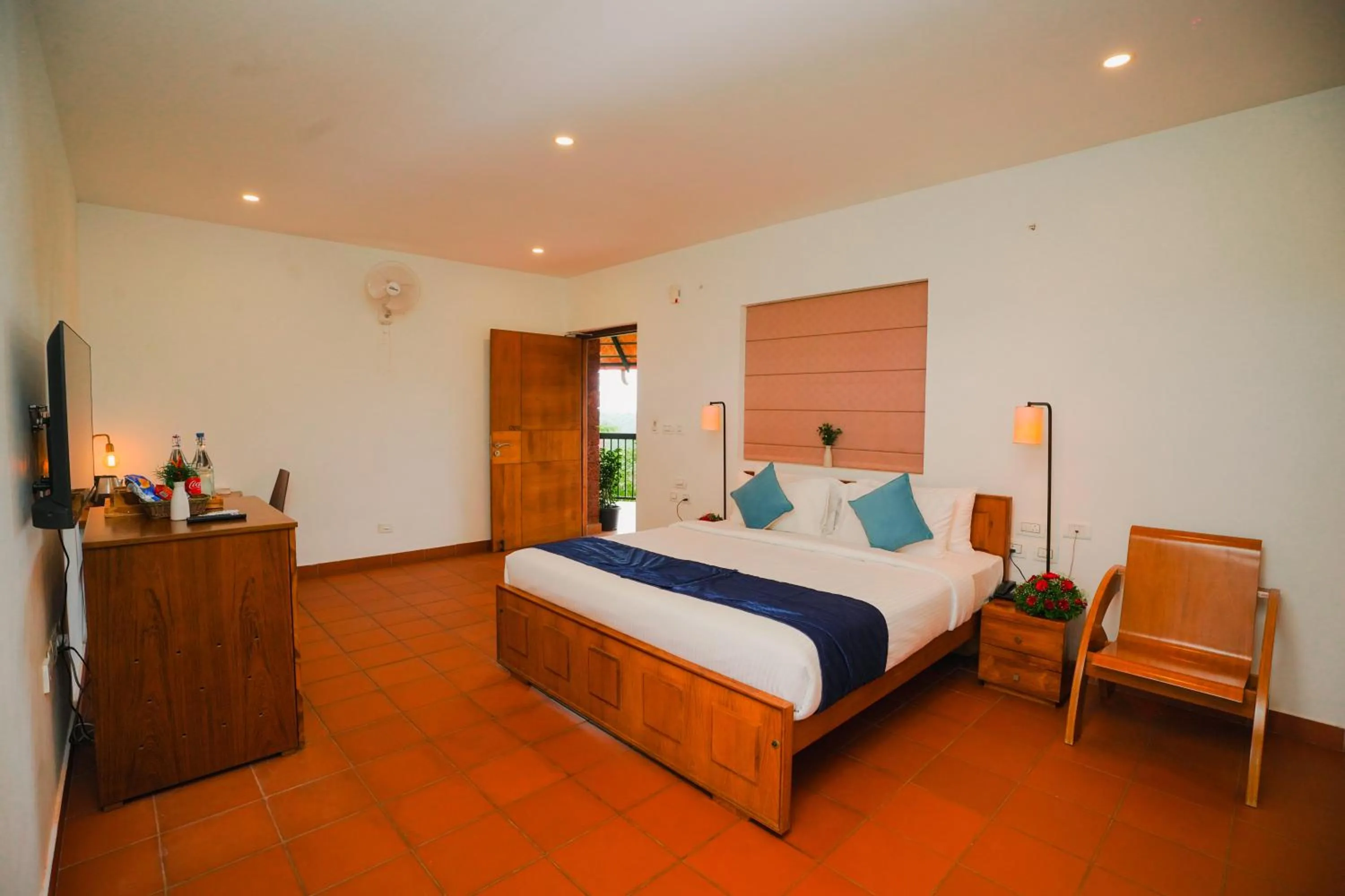 Bed in Vaidekam Resorts & Wellness, Kannur