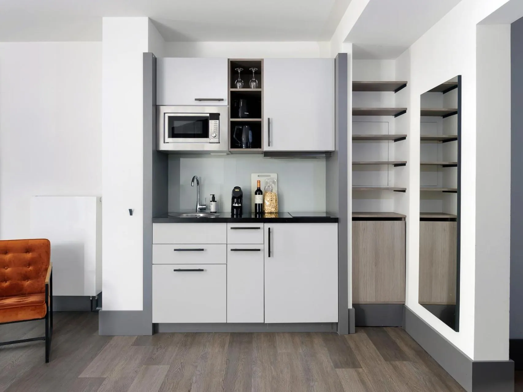 Kitchen or kitchenette in smartments Frankfurt City-Ost