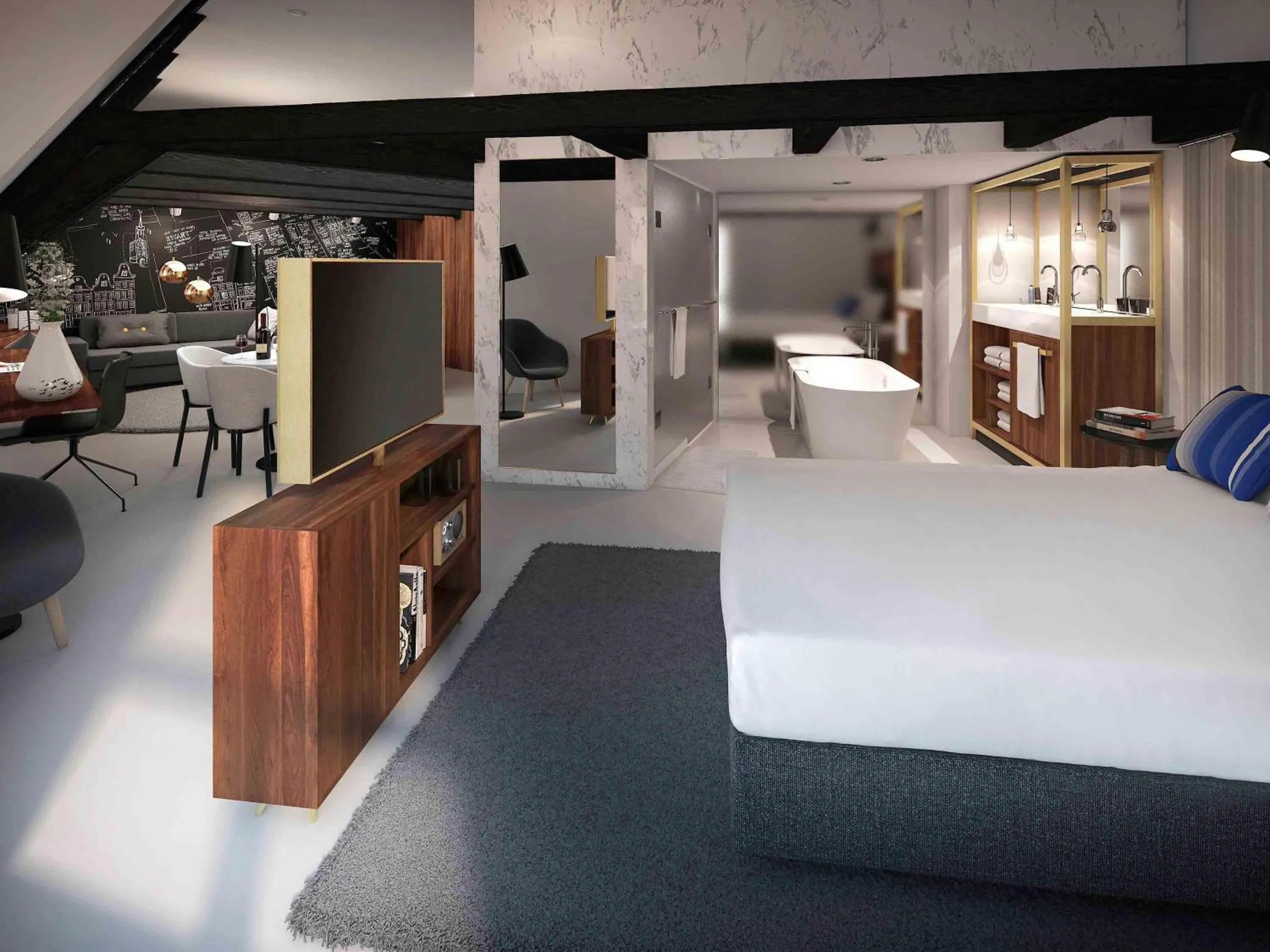 Bedroom, Bed in INK Hotel Amsterdam - MGallery Collection