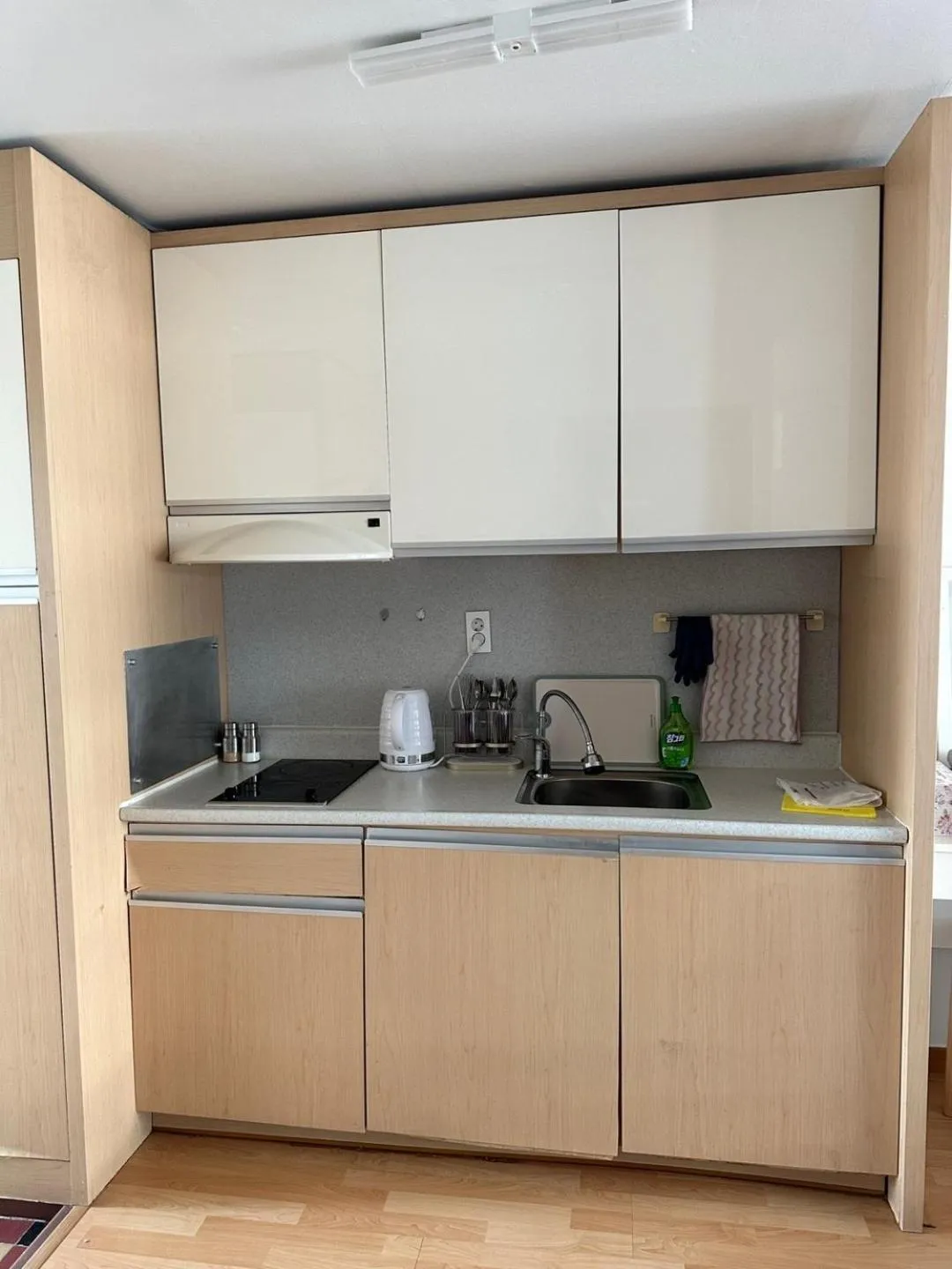 Kitchen or kitchenette in Hongdae Guesthouse 1min from Hongik Uni station Exit #1