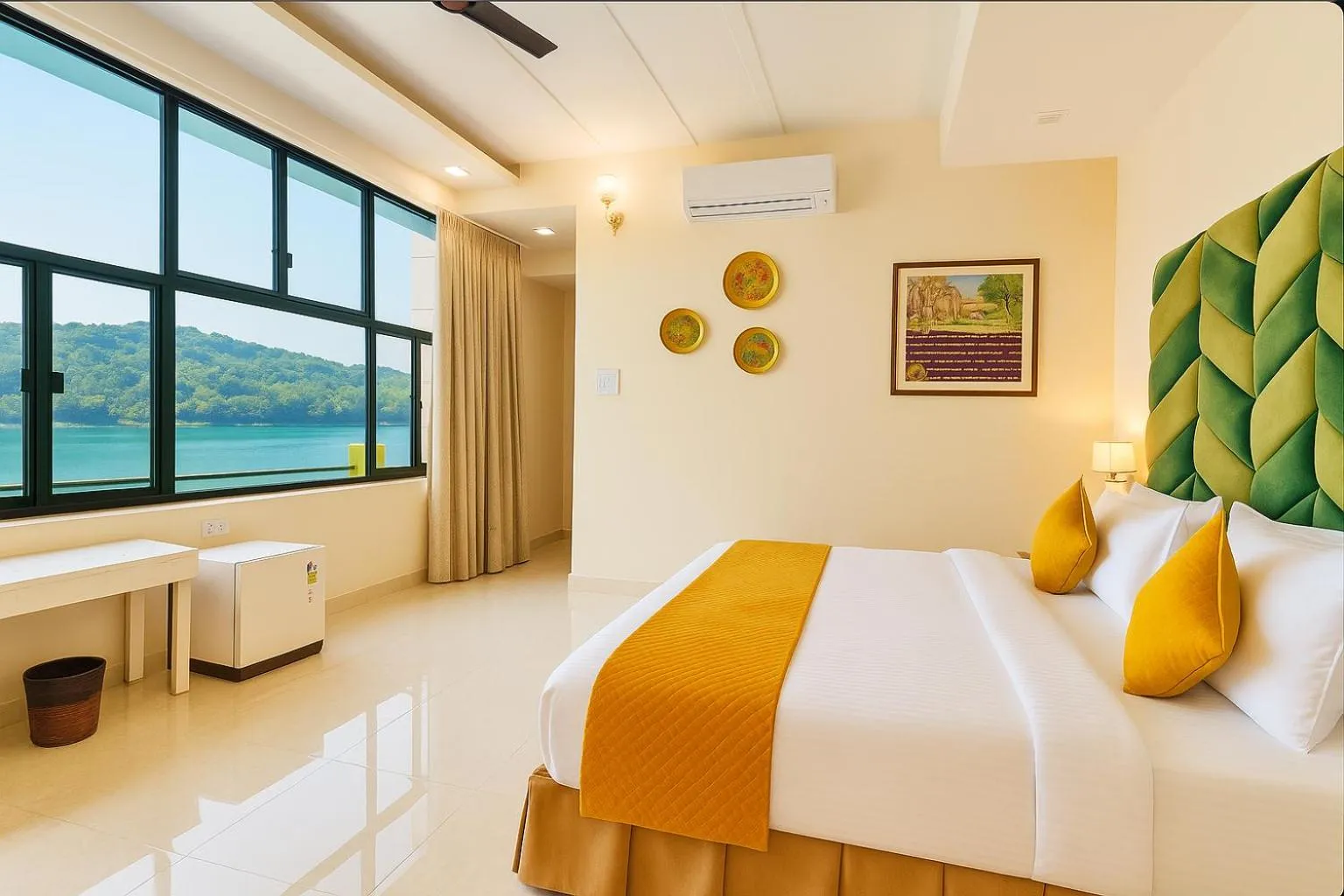 View (from property/room), Bed in The Neeraj Naturecure - Ganga View