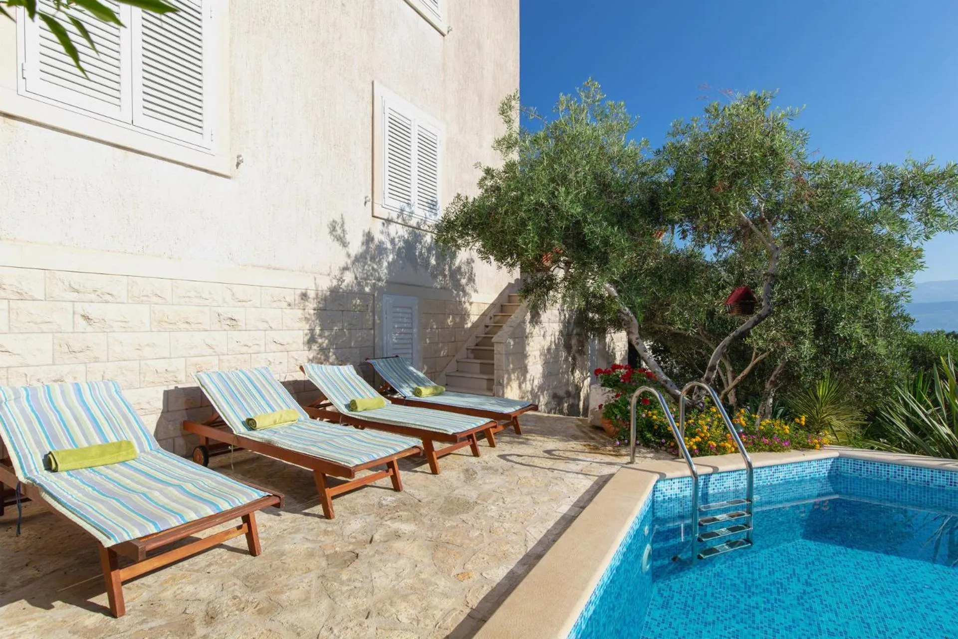 Garden in Holiday Home Lukrecia, for 9, private pool, free parking, 450 m from the beach