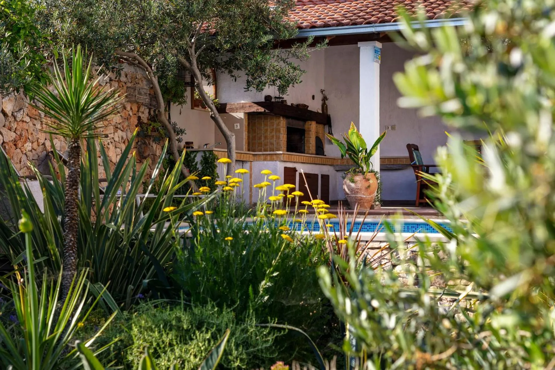 BBQ facilities in Holiday Home Lukrecia, for 9, private pool, free parking, 450 m from the beach