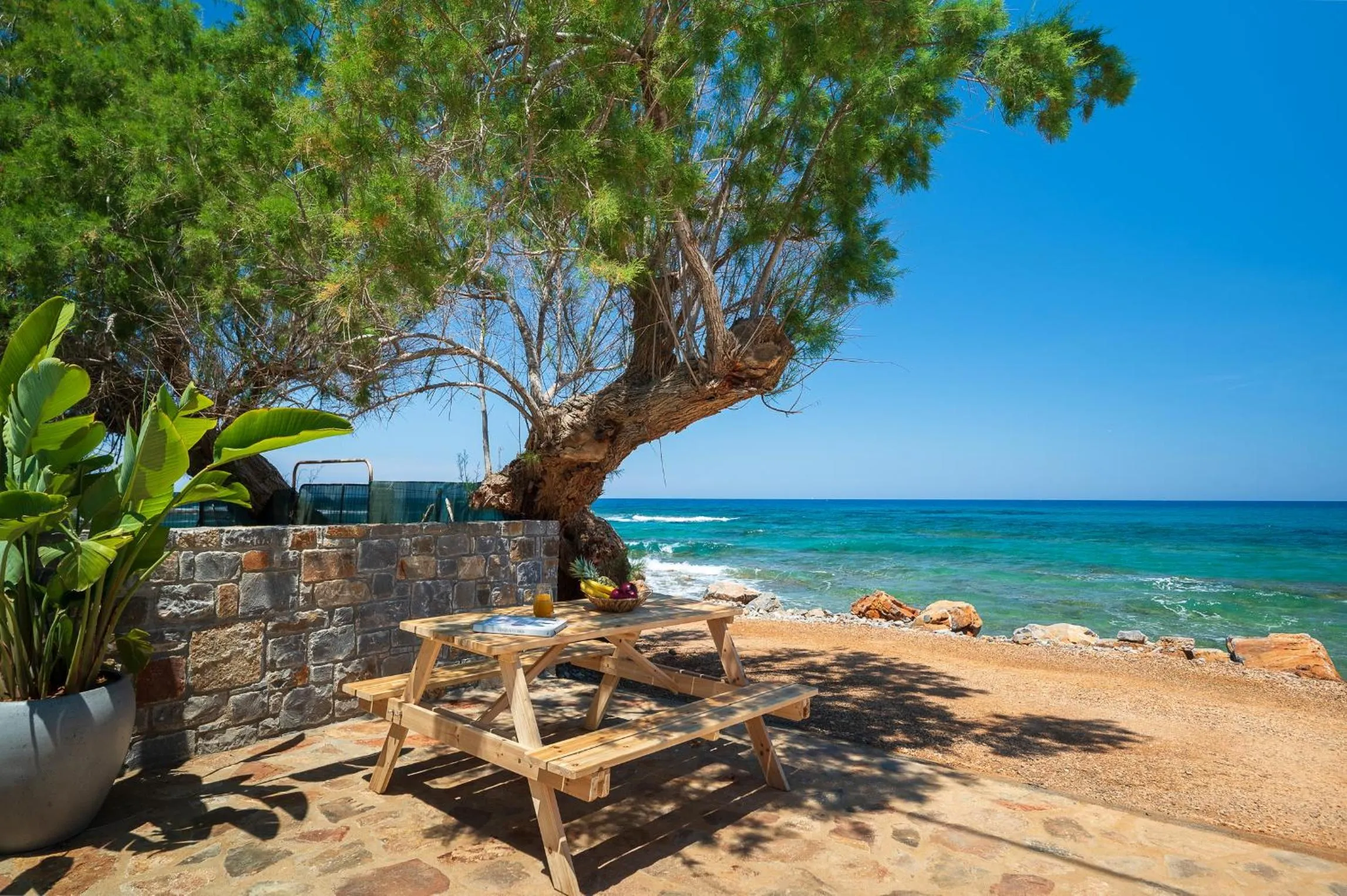 Patio in Milatos Seaside Suites