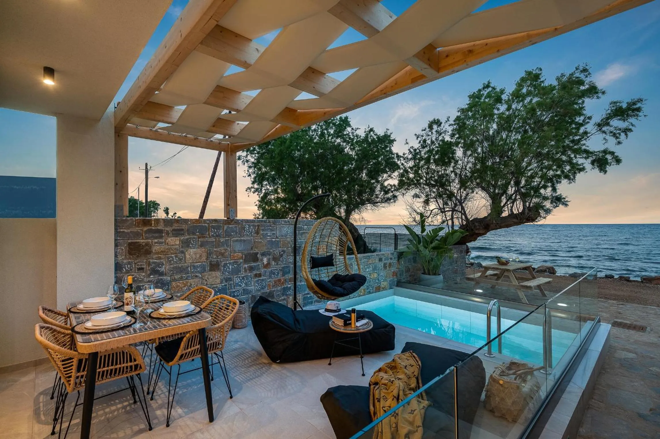 Patio in Milatos Seaside Suites