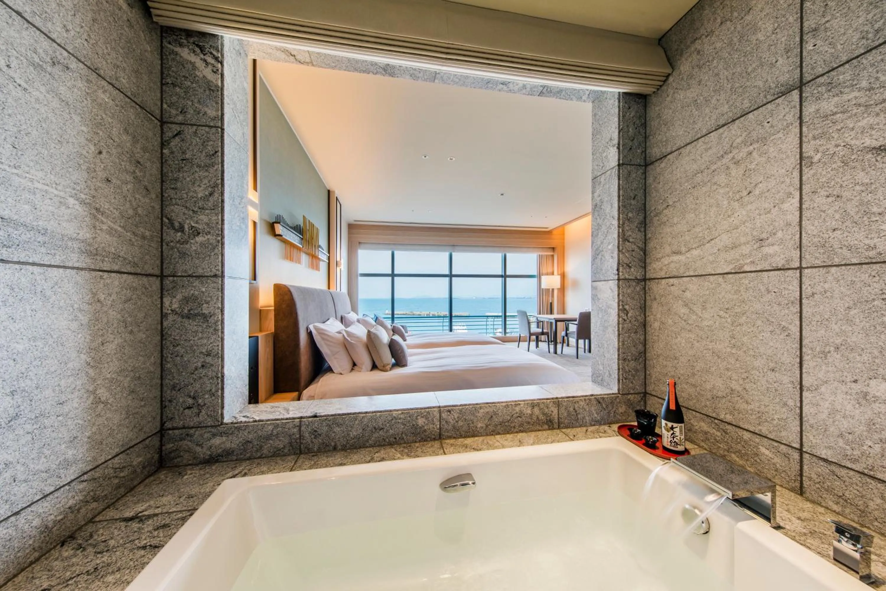 Bathroom, Bed in Biwako Hotel